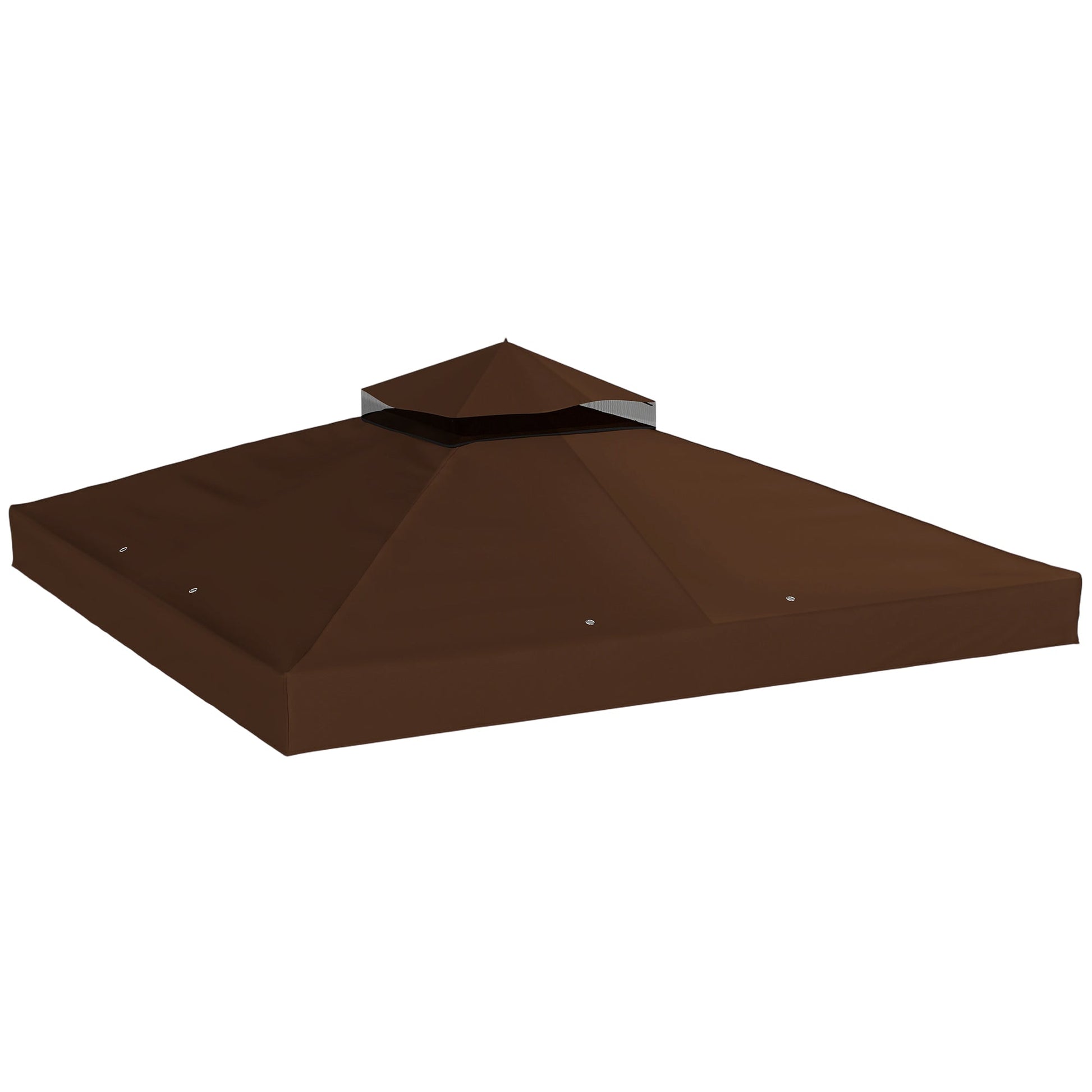 10' x 10' Gazebo Replacement Canopy Cover, 2-Tier Outdoor Gazebo Roof Replacement with Drain Holes, Water Resistant PVC Coating, 370g/㎡, UPF30+, TOP COVER ONLY, Coffee