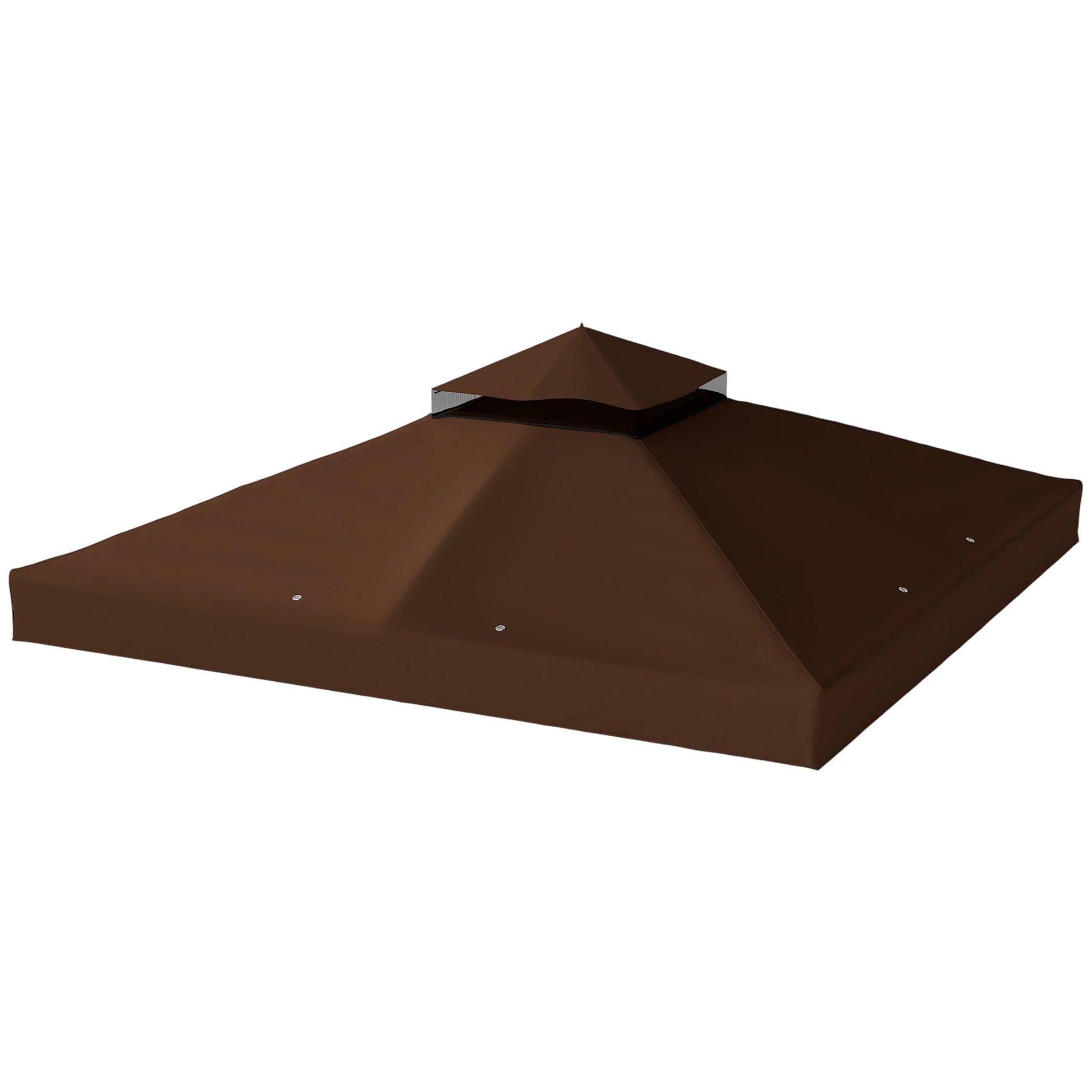 10' x 10' Gazebo Replacement Canopy Cover, 2-Tier Outdoor Gazebo Roof Replacement with Drain Holes, Water Resistant PVC Coating, 370g/㎡, UPF30+, TOP COVER ONLY, Coffee