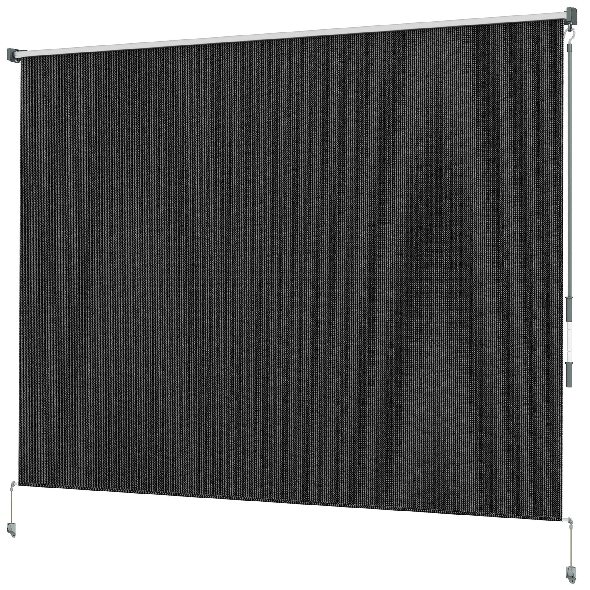 8'W x 6'H Roller Shades, Outdoor Blinds Cordless Roll Up Shade for Porch Balcony Gazebo, Black