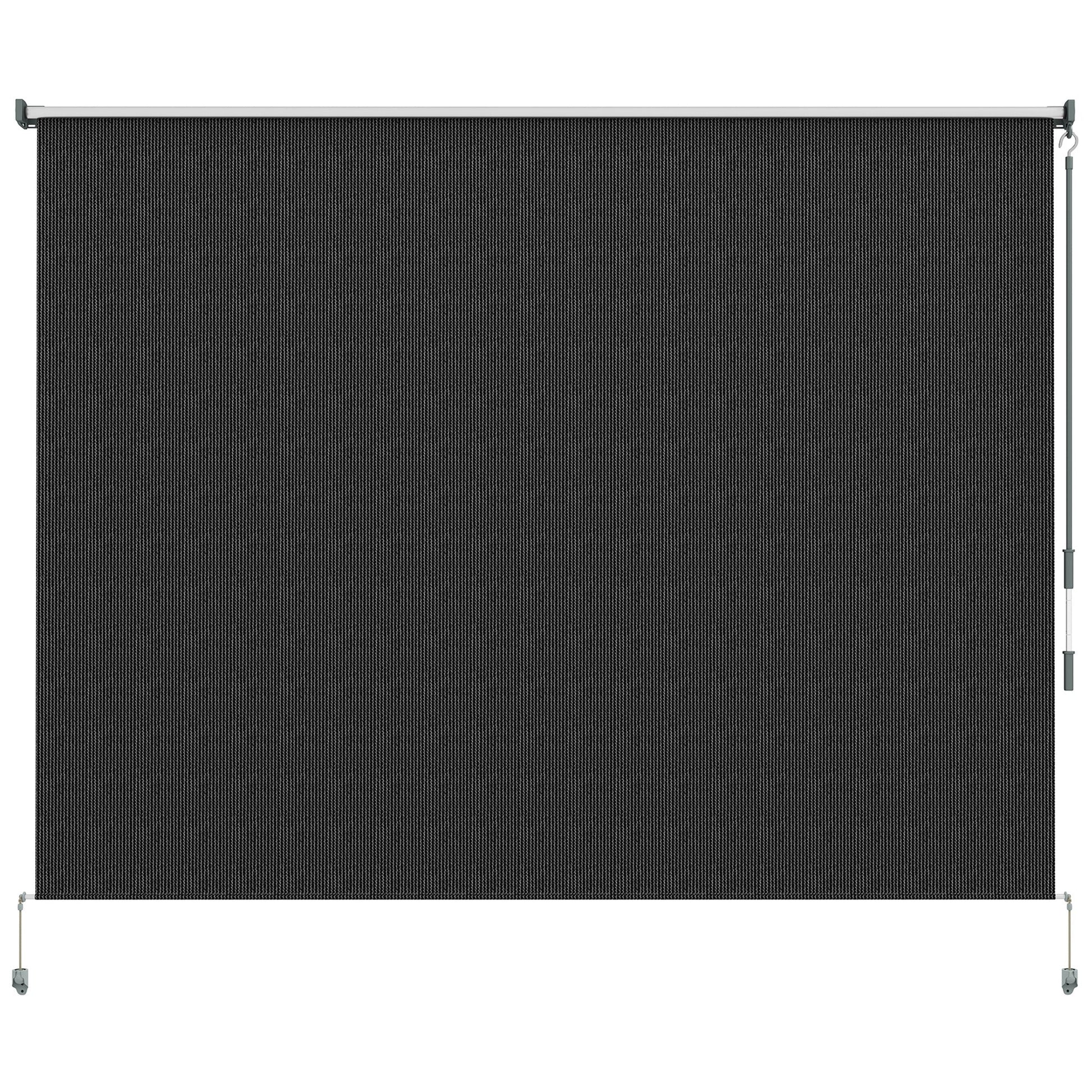 8'W x 6'H Roller Shades, Outdoor Blinds Cordless Roll Up Shade for Porch Balcony Gazebo, Black