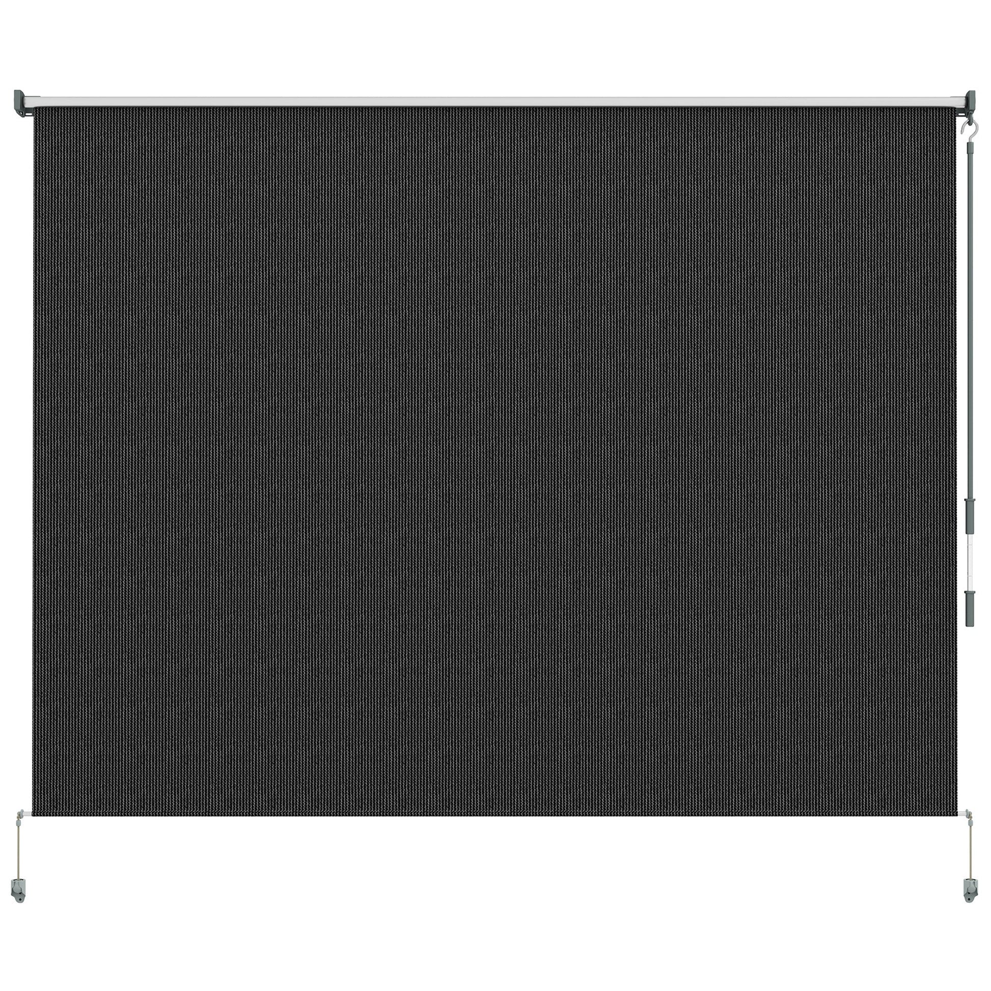 8'W x 6'H Roller Shades, Outdoor Blinds Cordless Roll Up Shade for Porch Balcony Gazebo, Black