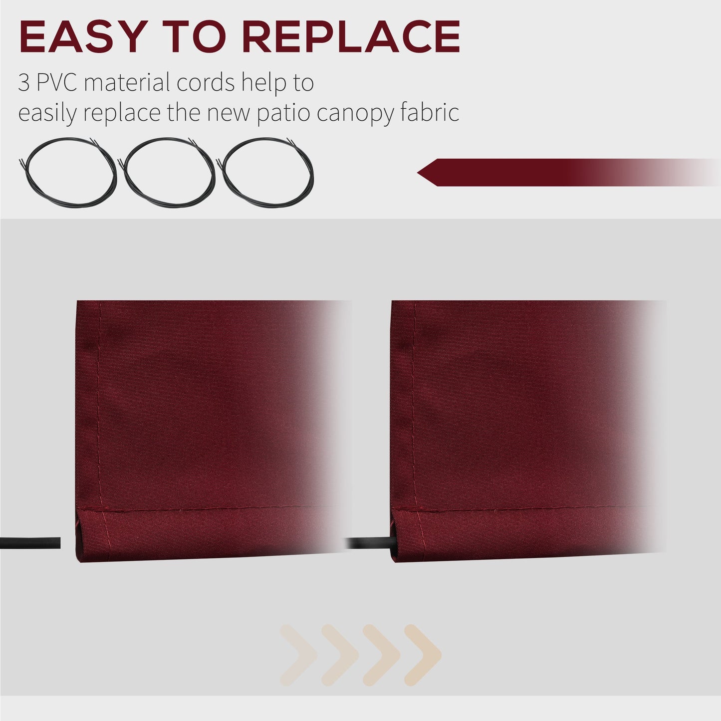 11' x 10' Retractable Awning Fabric Replacement Outdoor Sunshade Canopy Awning Cover, UV Protection, Wine Red