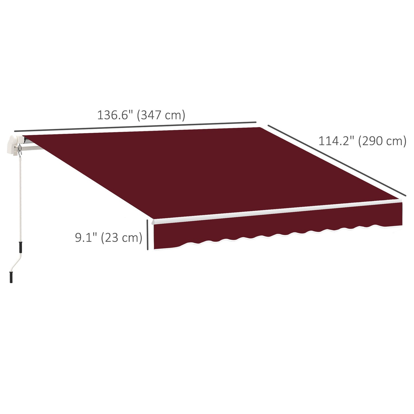 11' x 10' Retractable Awning Fabric Replacement Outdoor Sunshade Canopy Awning Cover, UV Protection, Wine Red