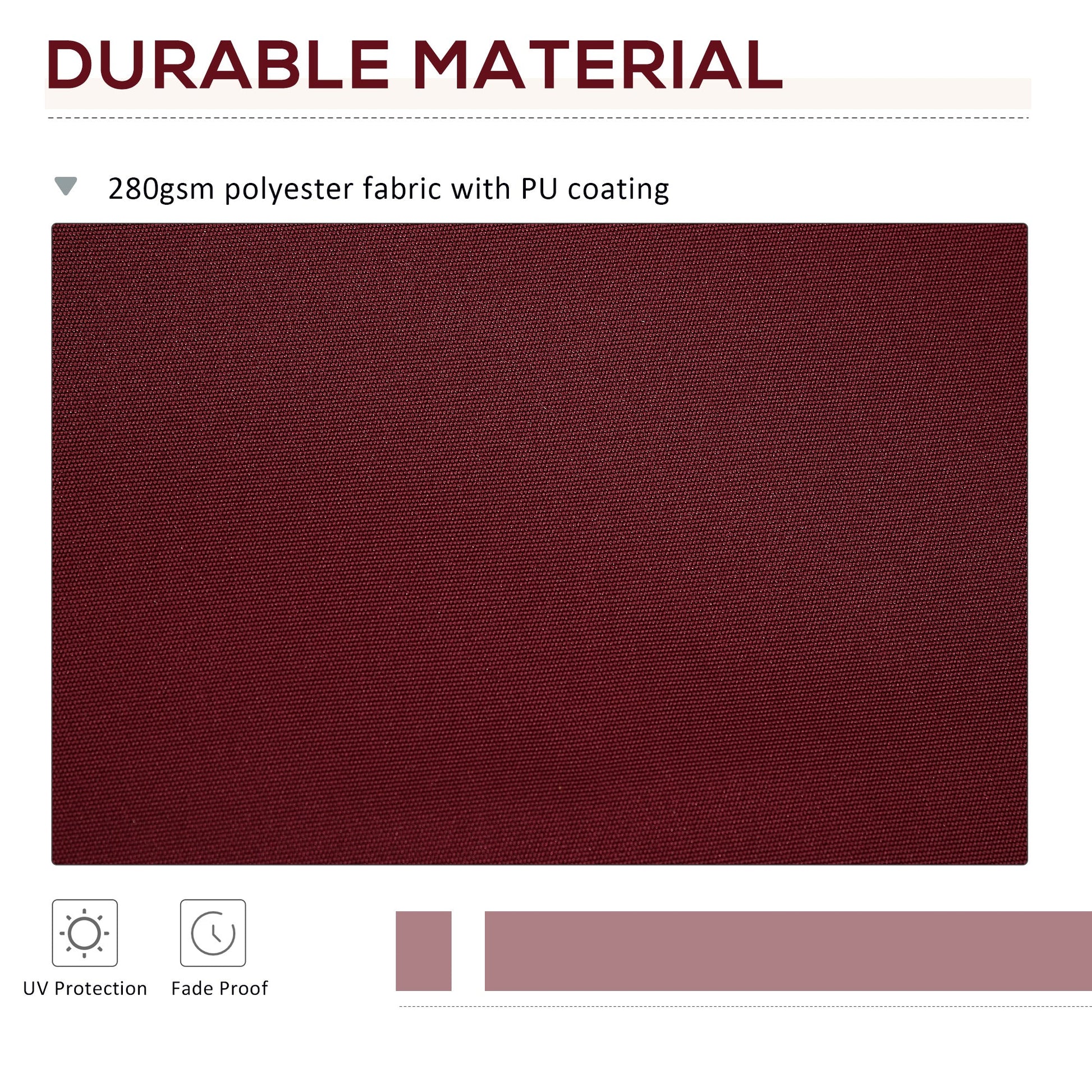11' x 10' Retractable Awning Fabric Replacement Outdoor Sunshade Canopy Awning Cover, UV Protection, Wine Red