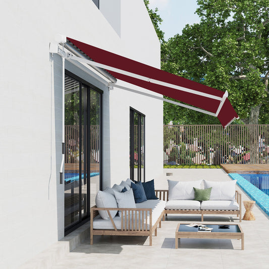11' x 10' Retractable Awning Fabric Replacement Outdoor Sunshade Canopy Awning Cover, UV Protection, Wine Red