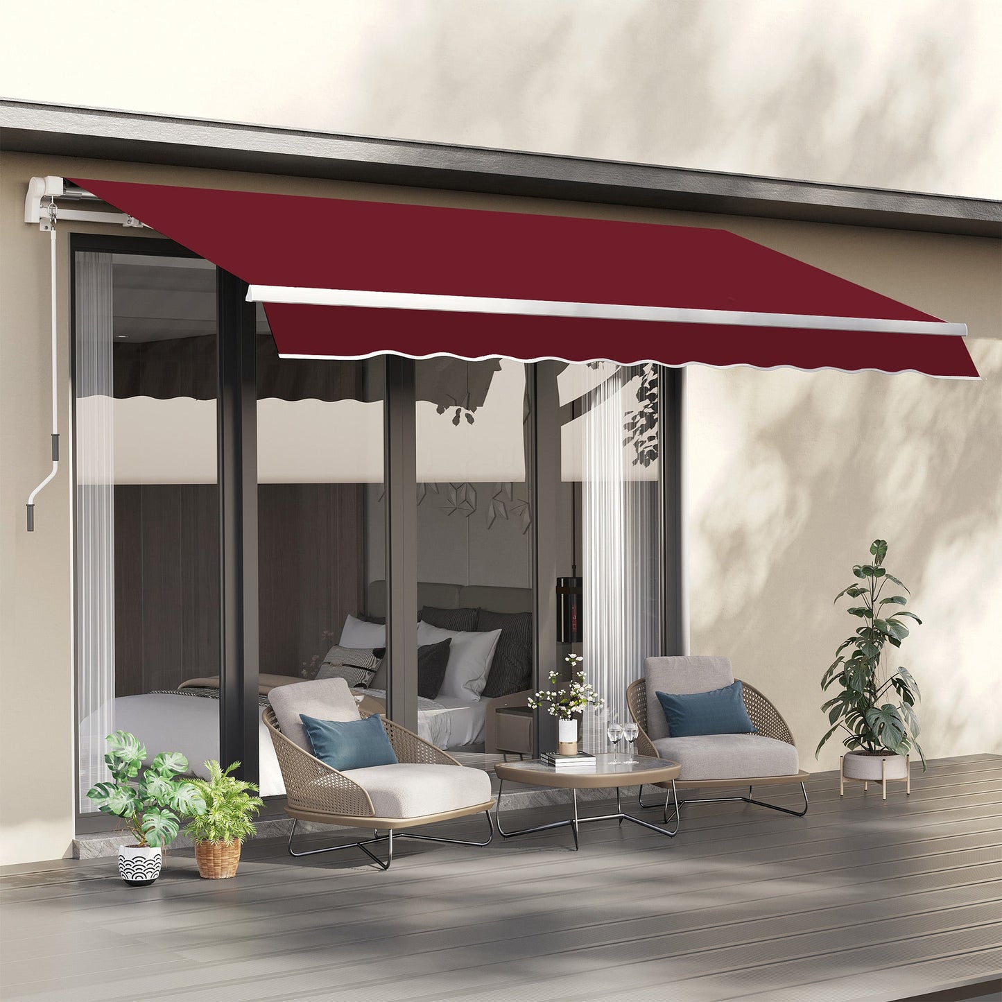 11' x 10' Retractable Awning Fabric Replacement Outdoor Sunshade Canopy Awning Cover, UV Protection, Wine Red