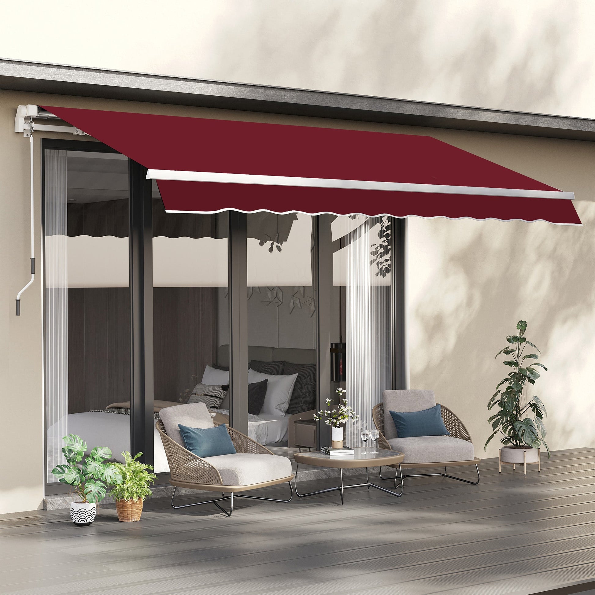 11' x 10' Retractable Awning Fabric Replacement Outdoor Sunshade Canopy Awning Cover, UV Protection, Wine Red