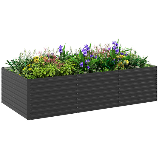 Galvanized Raised Garden Bed, 8' x 4' x 2' Large Outdoor Metal Planter Box, Standing Raised Bed for Growing Flowers, Herbs and Vegetables, Dark Grey