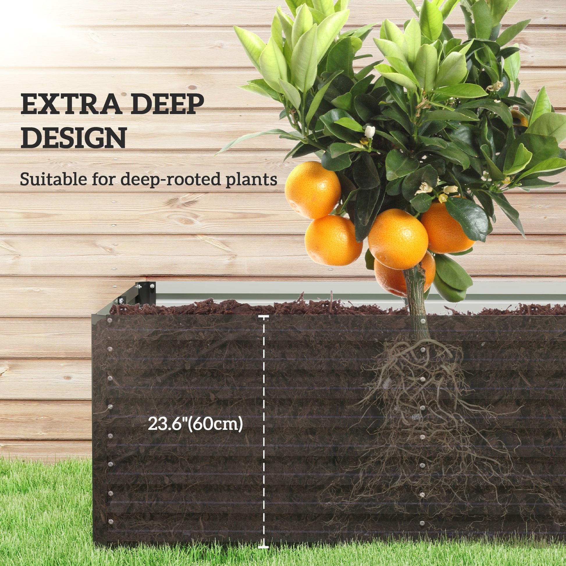 Galvanized Raised Garden Bed, 8' x 4' x 2' Large Outdoor Metal Planter Box, Standing Raised Bed for Growing Flowers, Herbs and Vegetables, Dark Grey