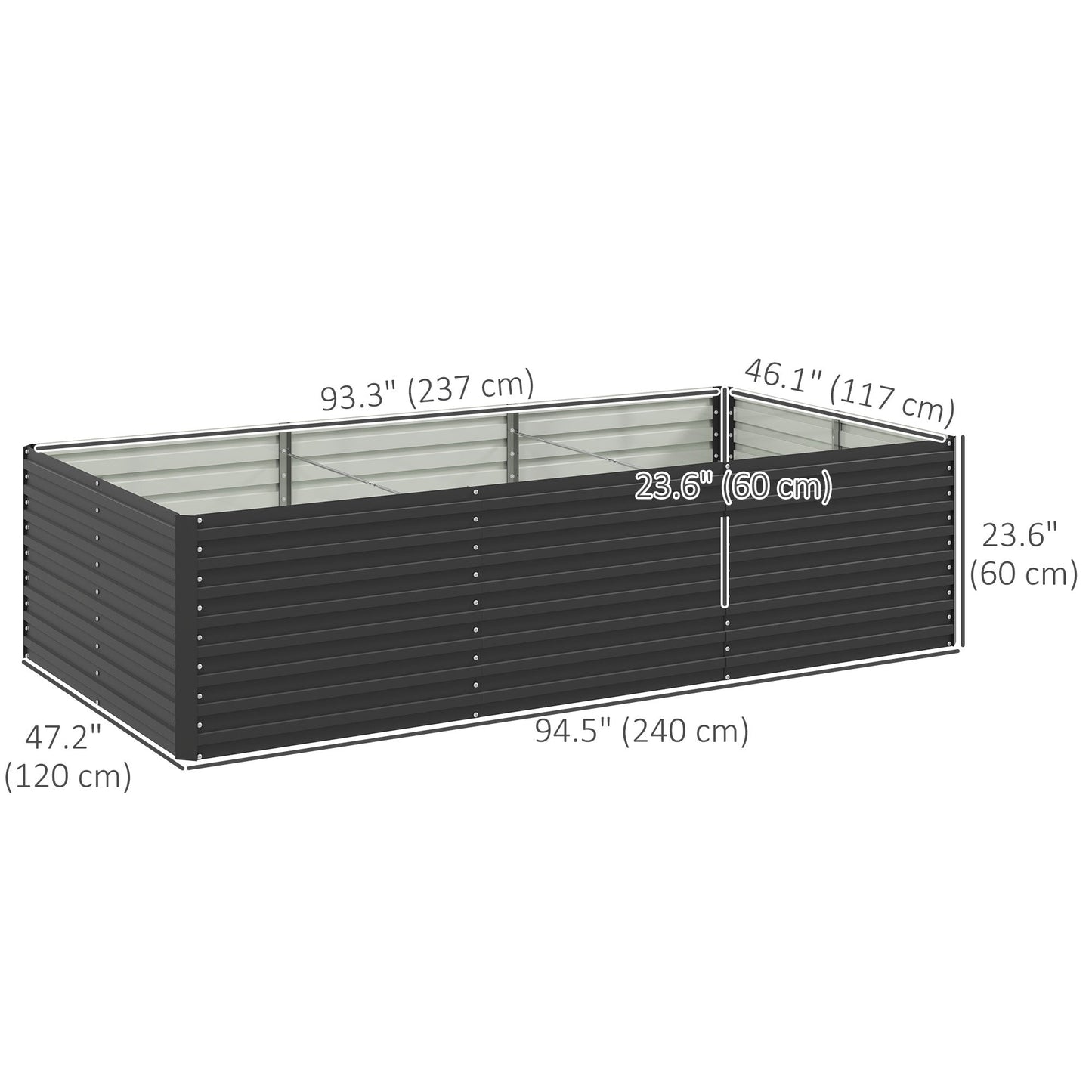 Galvanized Raised Garden Bed, 8' x 4' x 2' Large Outdoor Metal Planter Box, Standing Raised Bed for Growing Flowers, Herbs and Vegetables, Dark Grey