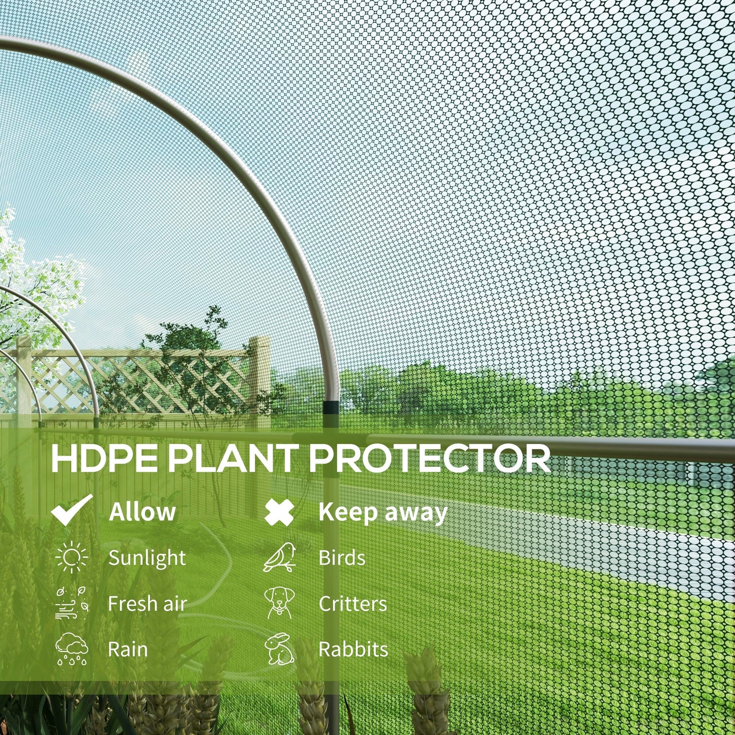 4' x 12' Crop Cage, Plant Protection Tent with Zippered Door and Galvanized Steel Frame, Fruit Cage Netting Cover for Garden, Yard, Lawn, Green