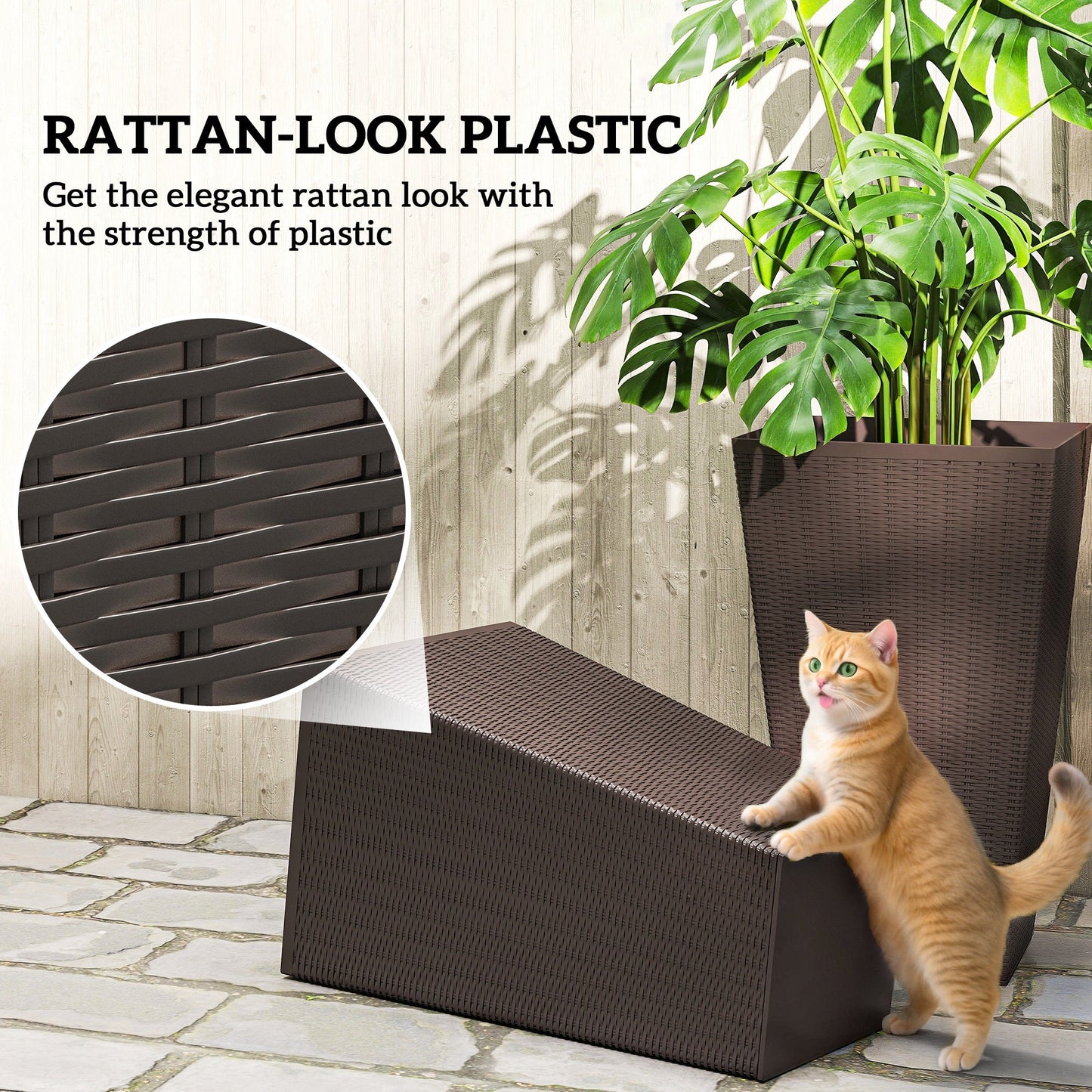 Set of 3 Tall Planters for Outdoor Plants with Drainage Hole, Indoor Outdoor Planter Flower Pot Set for Front Door, Entryway, Patio and Deck, Brown