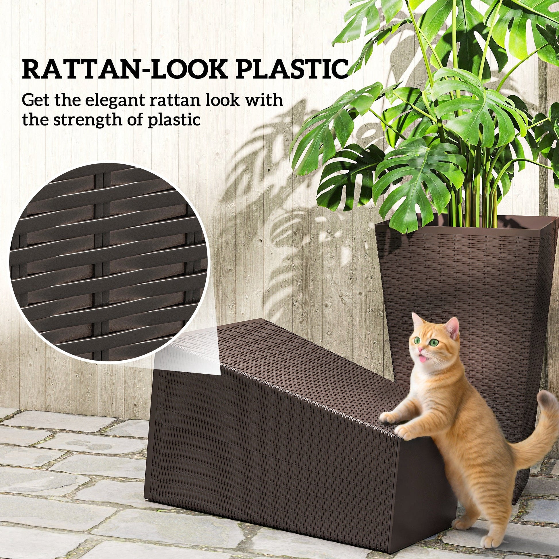 Set of 3 Tall Planters for Outdoor Plants with Drainage Hole, Indoor Outdoor Planter Flower Pot Set for Front Door, Entryway, Patio and Deck, Brown