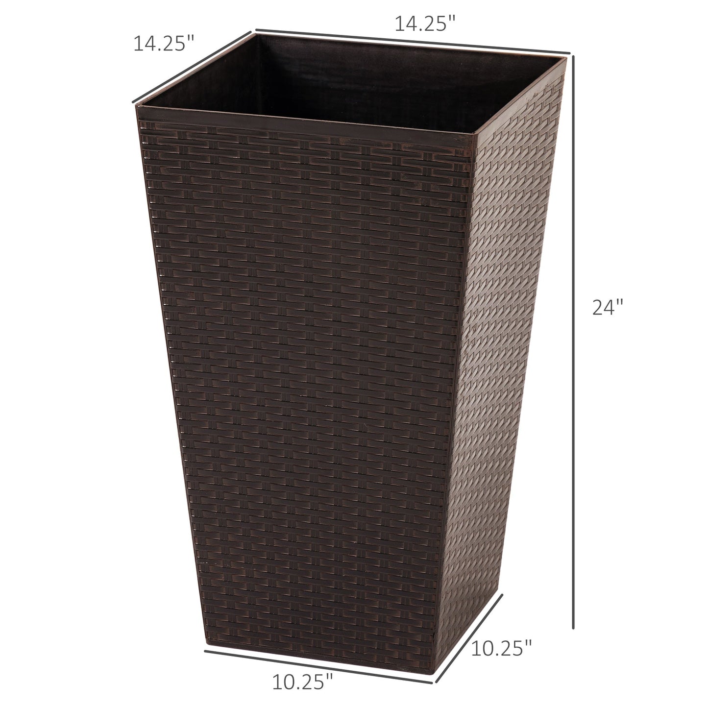 Set of 3 Tall Planters for Outdoor Plants with Drainage Hole, Indoor Outdoor Planter Flower Pot Set for Front Door, Entryway, Patio and Deck, Brown