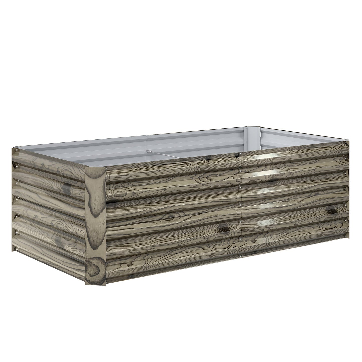 Galvanized Raised Garden Bed, 6' x 3' x 2' Outdoor Metal Planter Box, Standing Raised Bed for Growing Flowers, Herbs and Vegetables, Light Wood Effect