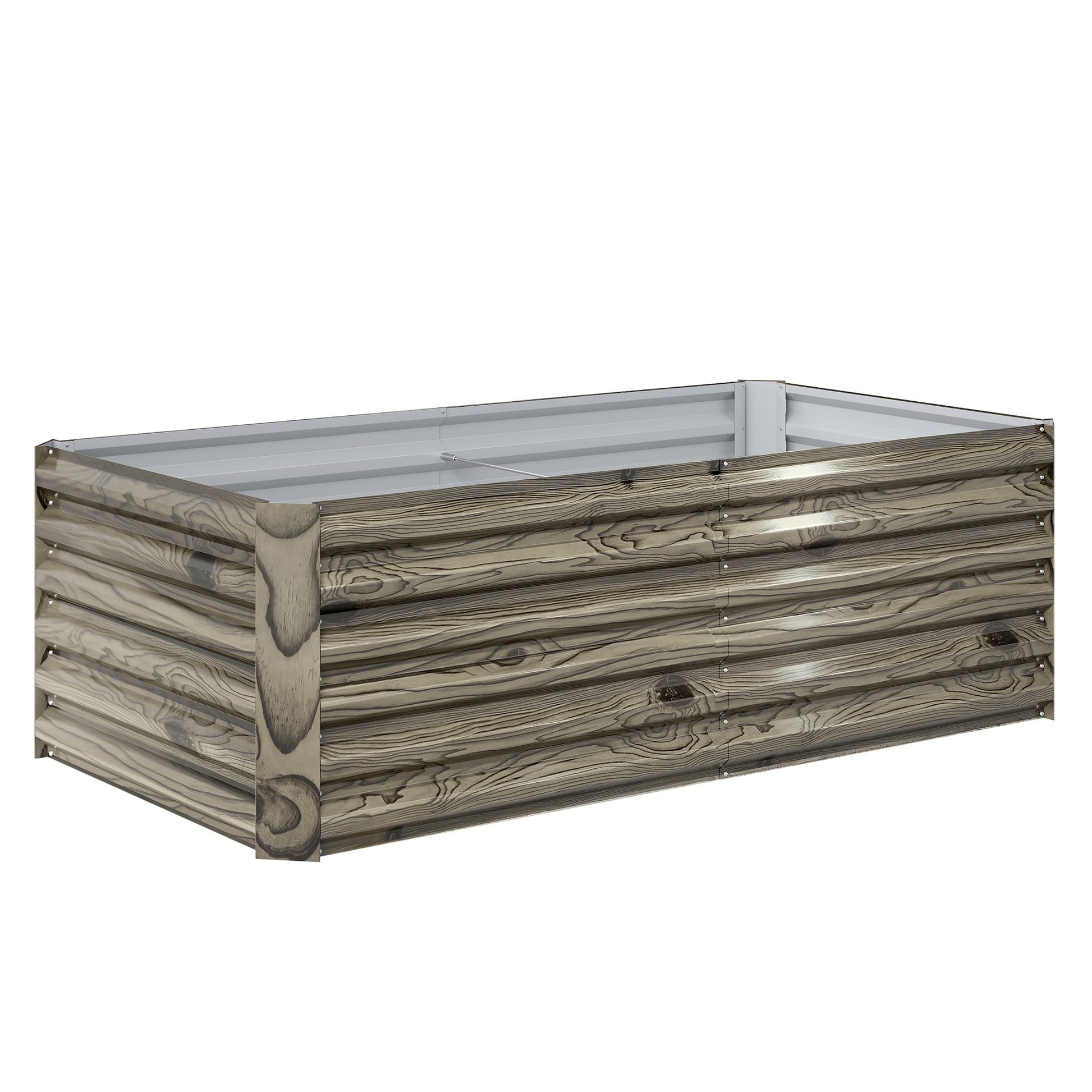 Galvanized Raised Garden Bed, 6' x 3' x 2' Outdoor Metal Planter Box, Standing Raised Bed for Growing Flowers, Herbs and Vegetables, Light Wood Effect