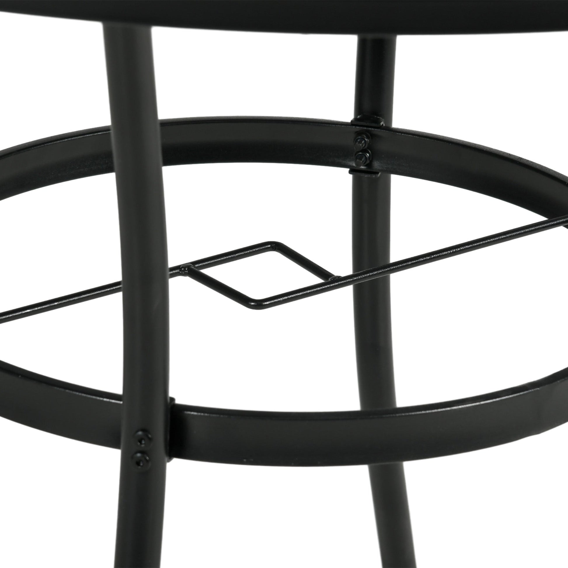 42" Round Outdoor Dining Table for 4 Persons, Metal Patio Dining Table with Umbrella Hole and Steel Frame for Backyard, Lawn, Balcony, Pool, Black