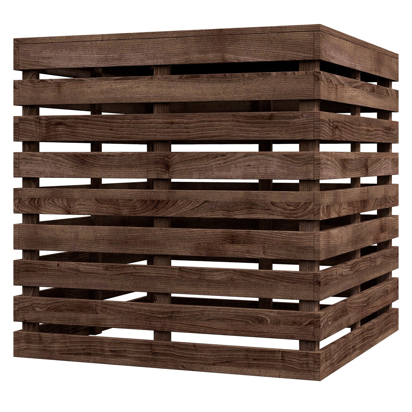 2-in-1 Outdoor Storage Box for Umbrella Base, Patio Side Table, Wooden Patio Umbrella Stand Table with Umbrella Hole, Brown