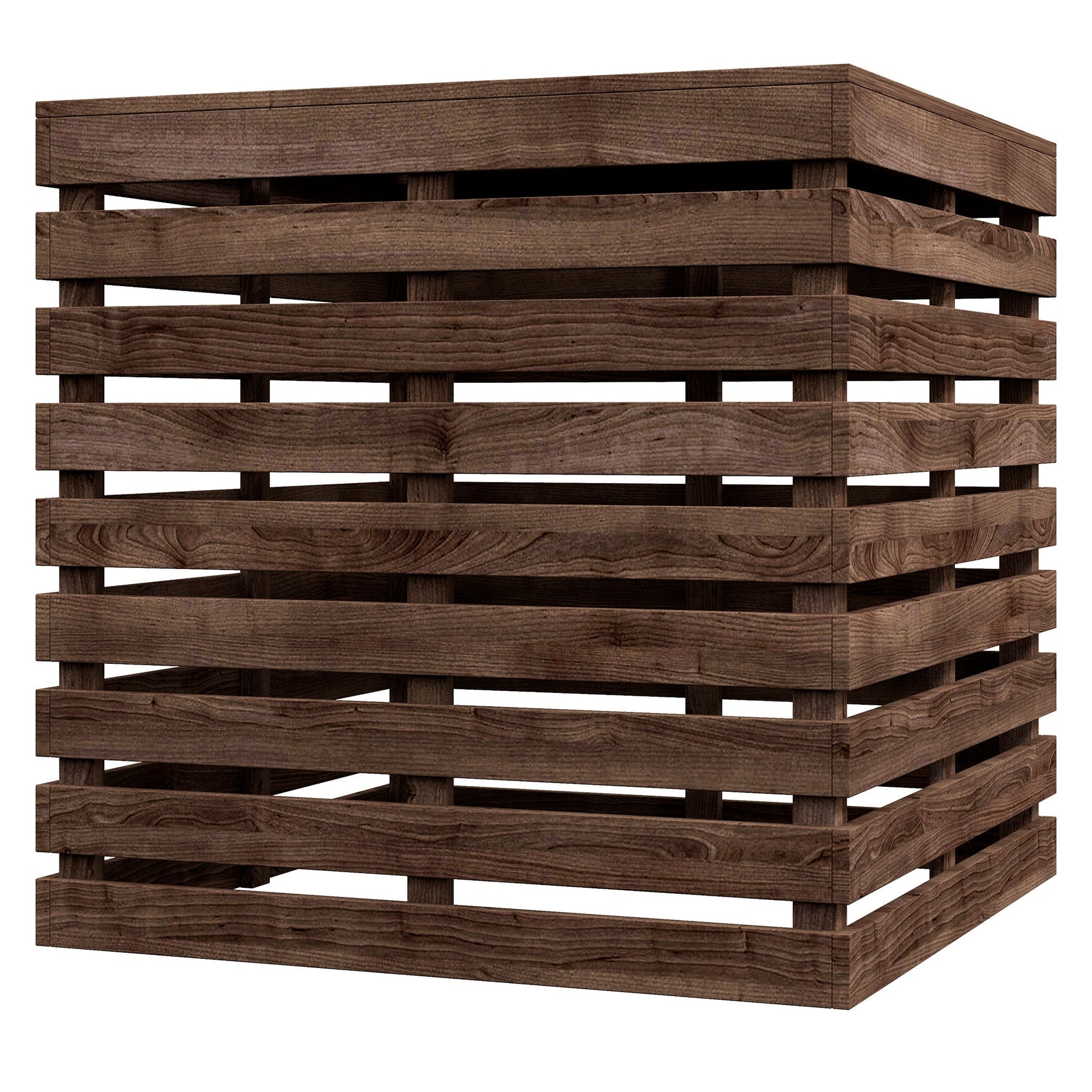 2-in-1 Outdoor Storage Box for Umbrella Base, Patio Side Table, Wooden Patio Umbrella Stand Table with Umbrella Hole, Brown