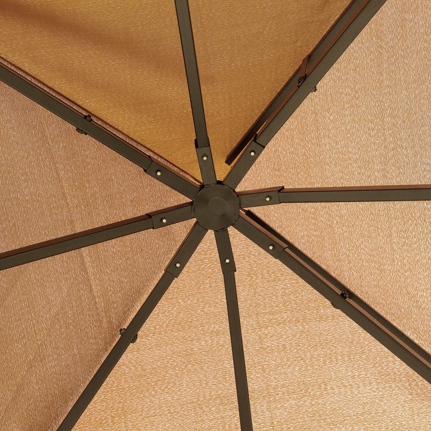 10' x 10' Outdoor Patio Gazebo Double Soft-top Garden Shelter Tent with Beautiful Polyester Curtains, & Mesh Screen Drapes, Brown