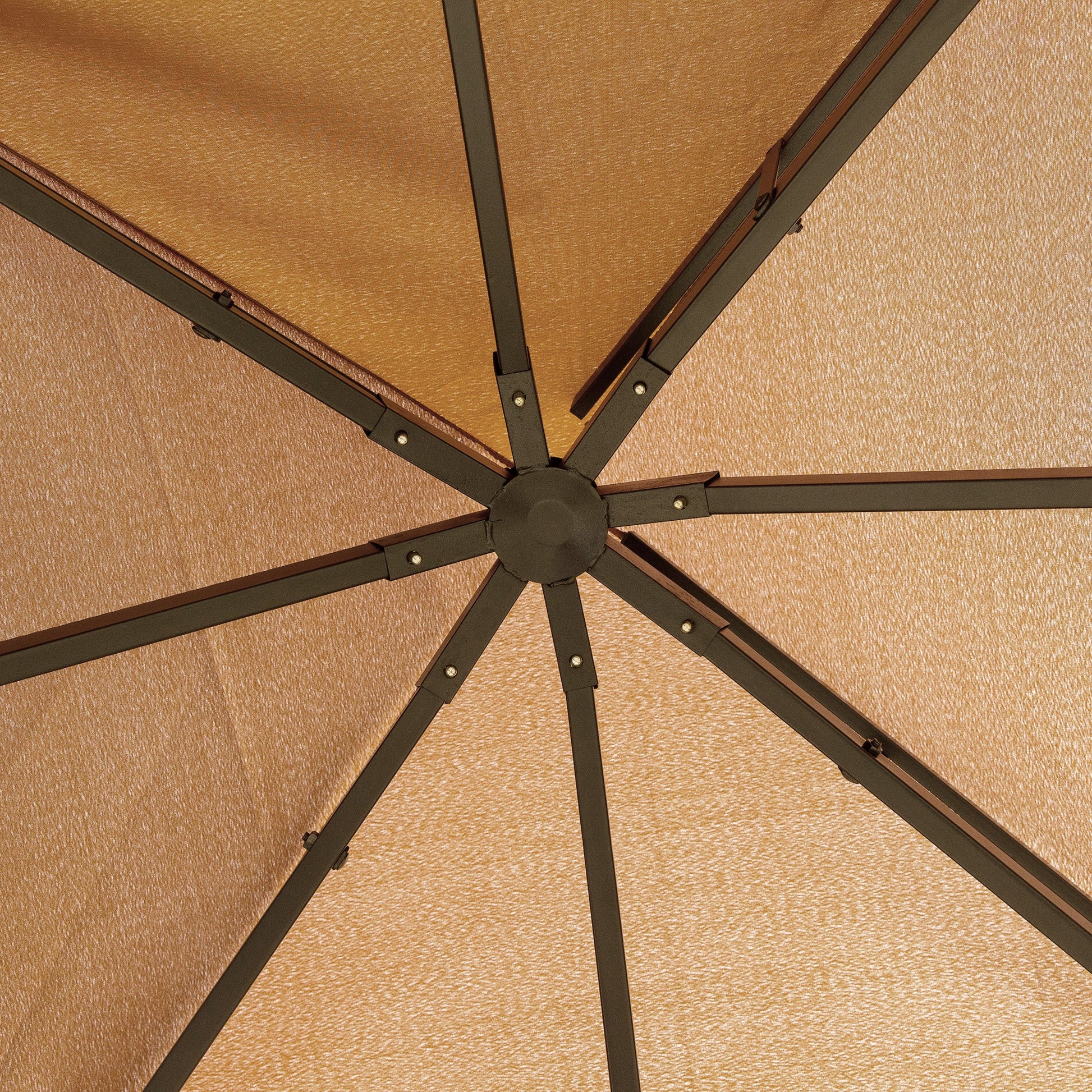 10' x 10' Outdoor Patio Gazebo Double Soft-top Garden Shelter Tent with Beautiful Polyester Curtains, & Mesh Screen Drapes, Brown