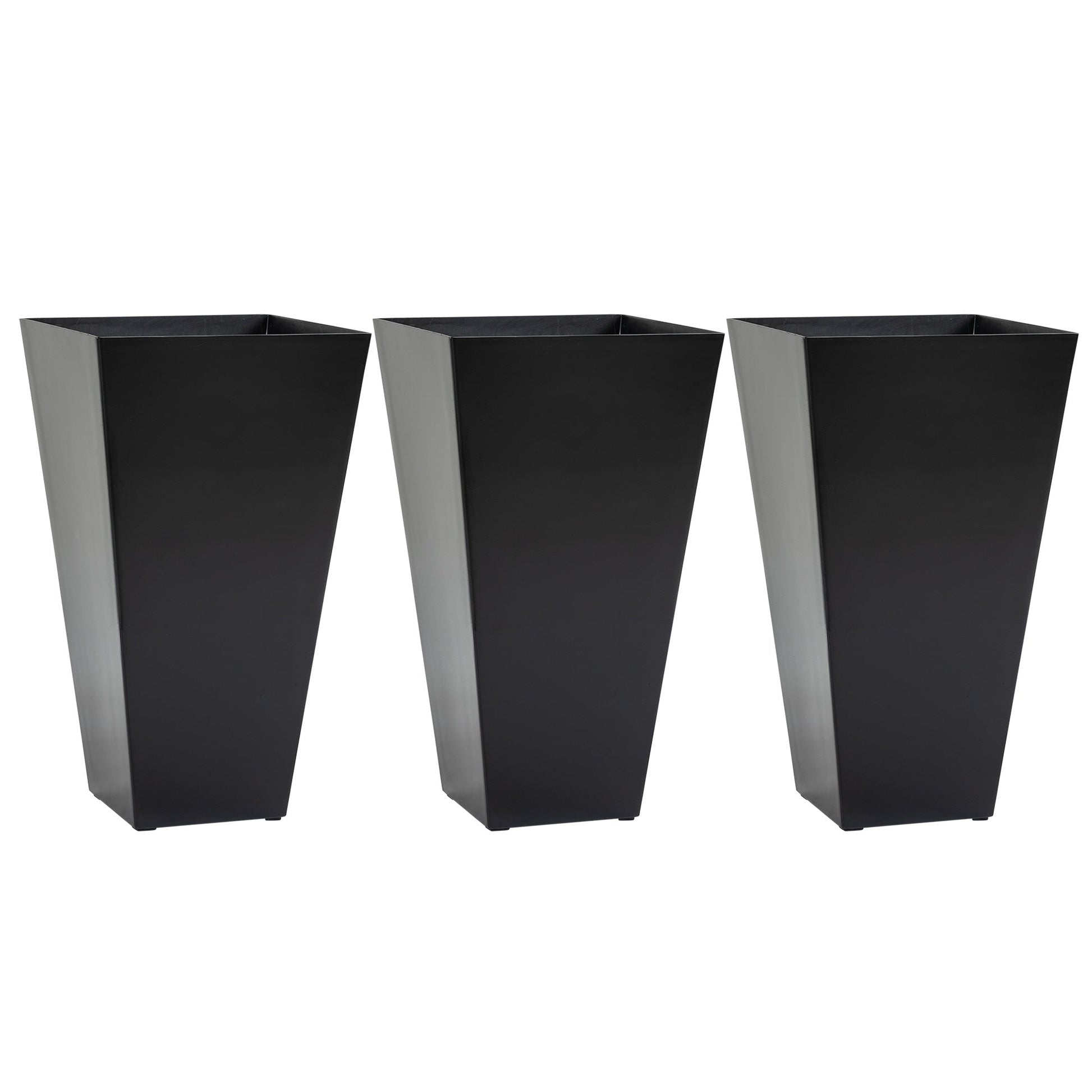 28" Tall Planters for Outdoor Plants with Drainage Hole, Set of 3 Taper Indoor Outdoor Planters, Large Plastic Garden Flower Pots for Porch, Patio, Yard, Black
