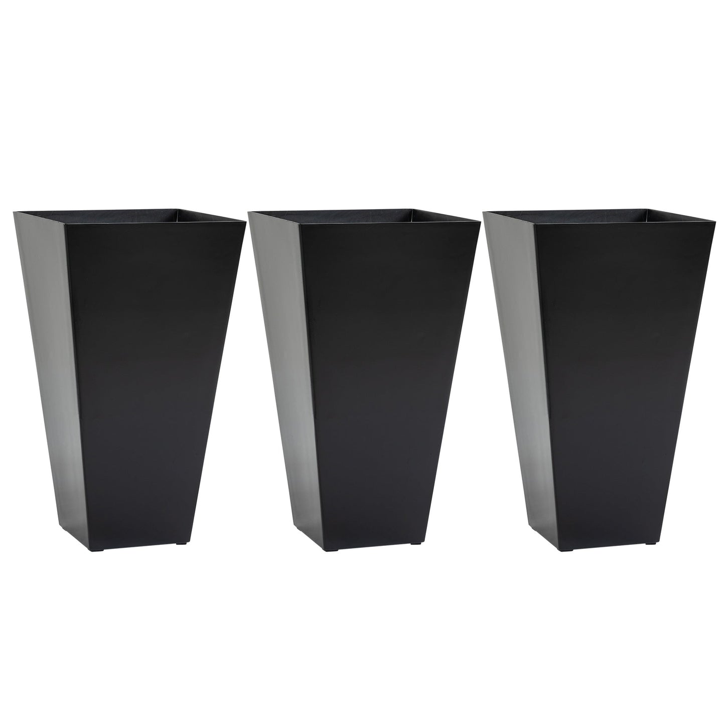 28" Tall Planters for Outdoor Plants with Drainage Hole, Set of 3 Taper Indoor Outdoor Planters, Large Plastic Garden Flower Pots for Porch, Patio, Yard, Black