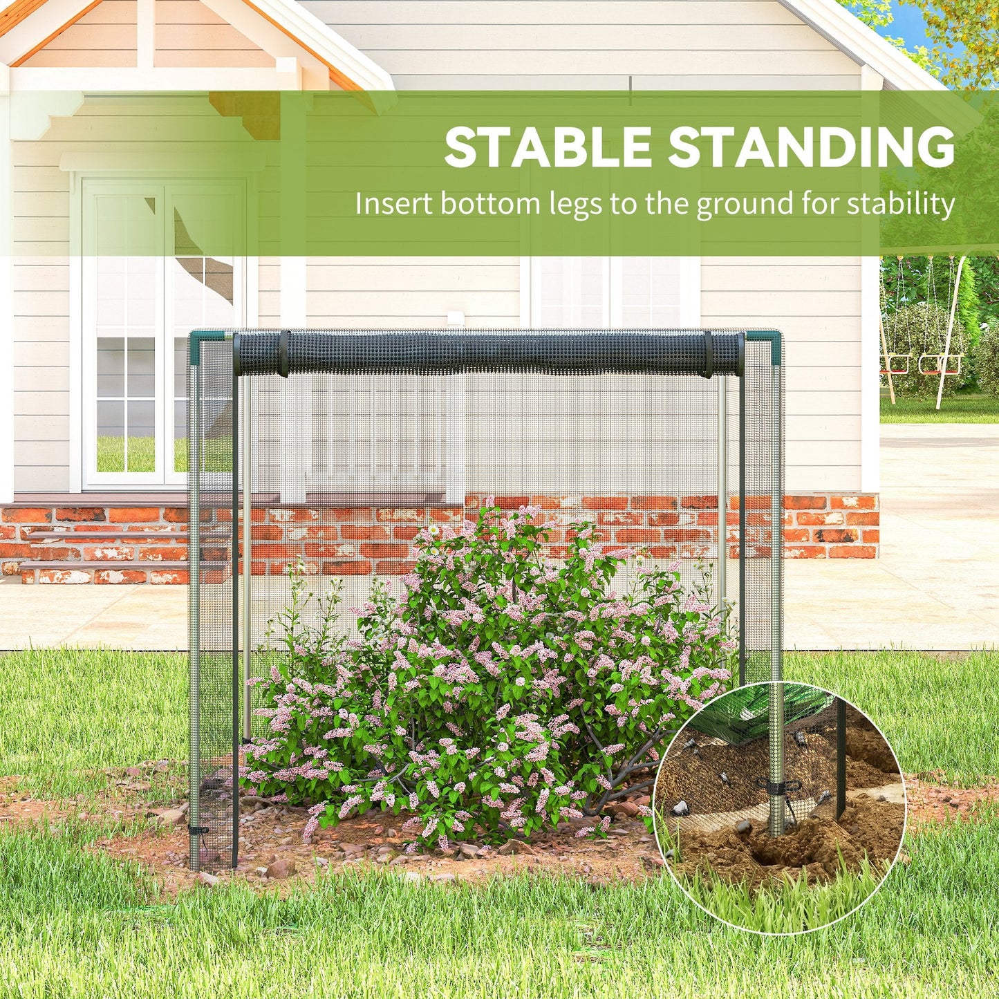 4' x 4' Crop Cage, Plant Protection Tent with Zippered Door and Galvanized Steel Frame, Fruit Cage Netting Cover for Garden, Yard, Lawn, Black
