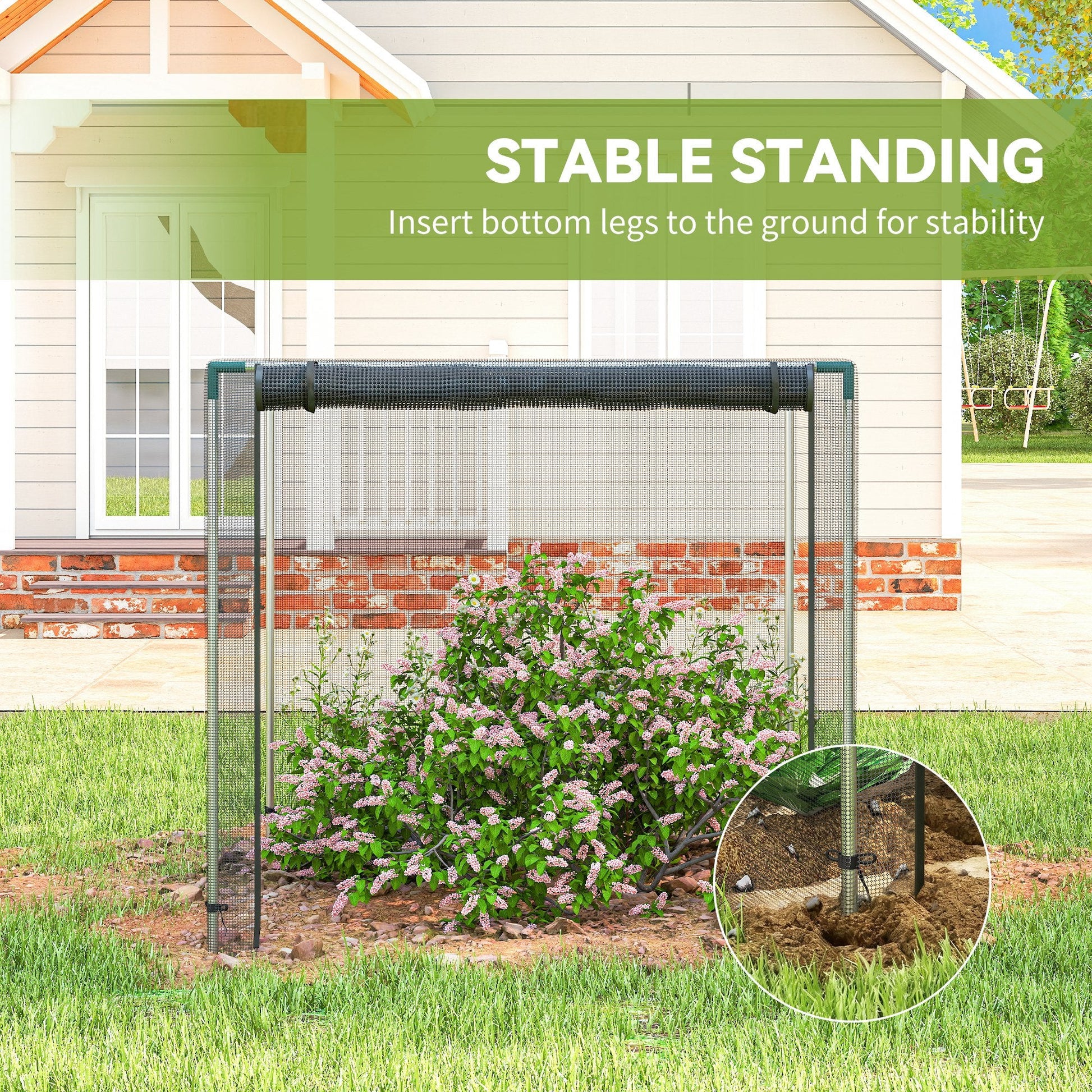 4' x 4' Crop Cage, Plant Protection Tent with Zippered Door and Galvanized Steel Frame, Fruit Cage Netting Cover for Garden, Yard, Lawn, Black