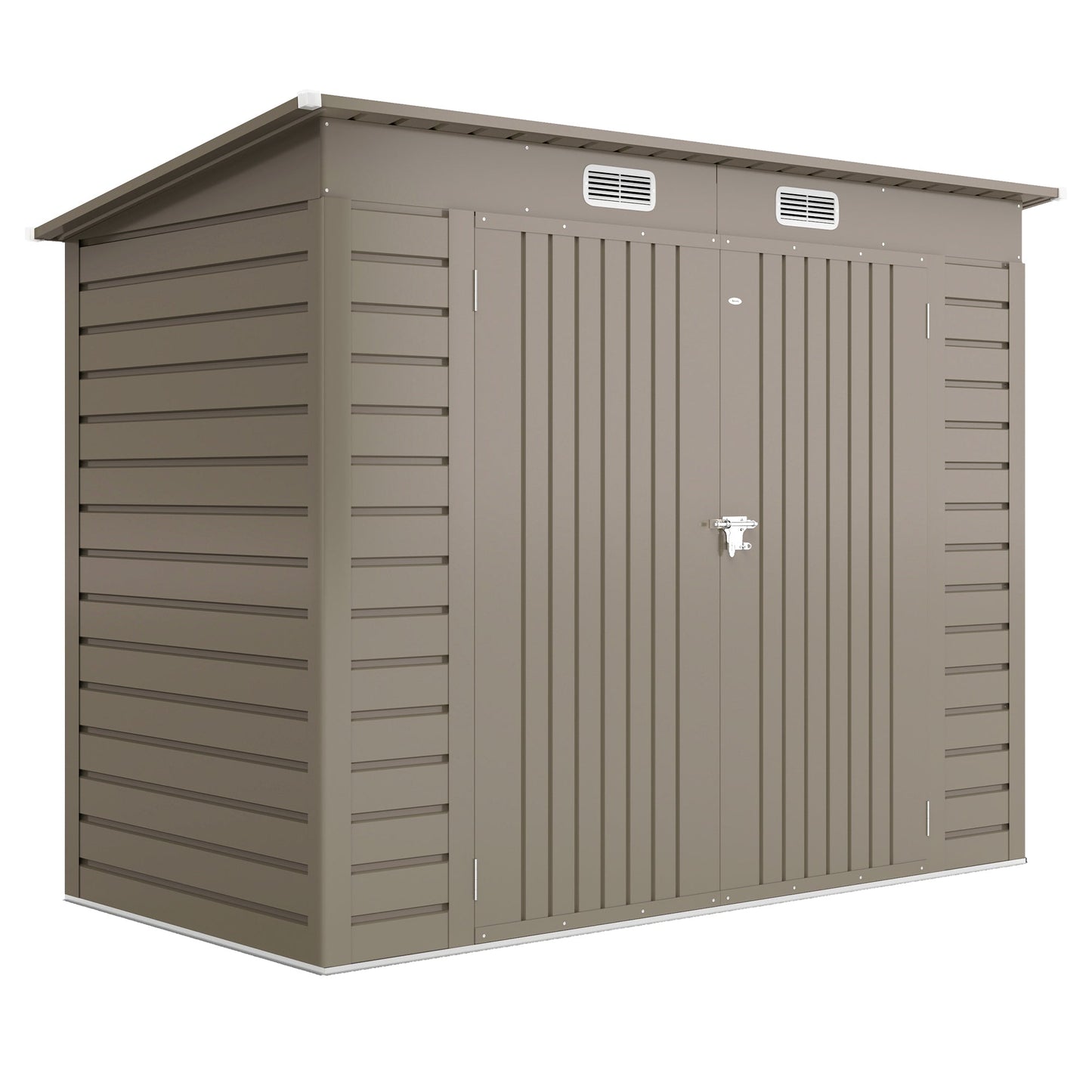 8 x 4FT Outdoor Storage Shed, Easy to Assemble Galvanized Metal Garden Shed, Waterproof Tool Shed with Lockable Door and 2 Vents for Backyard, Lawn, Patio, Light Grey