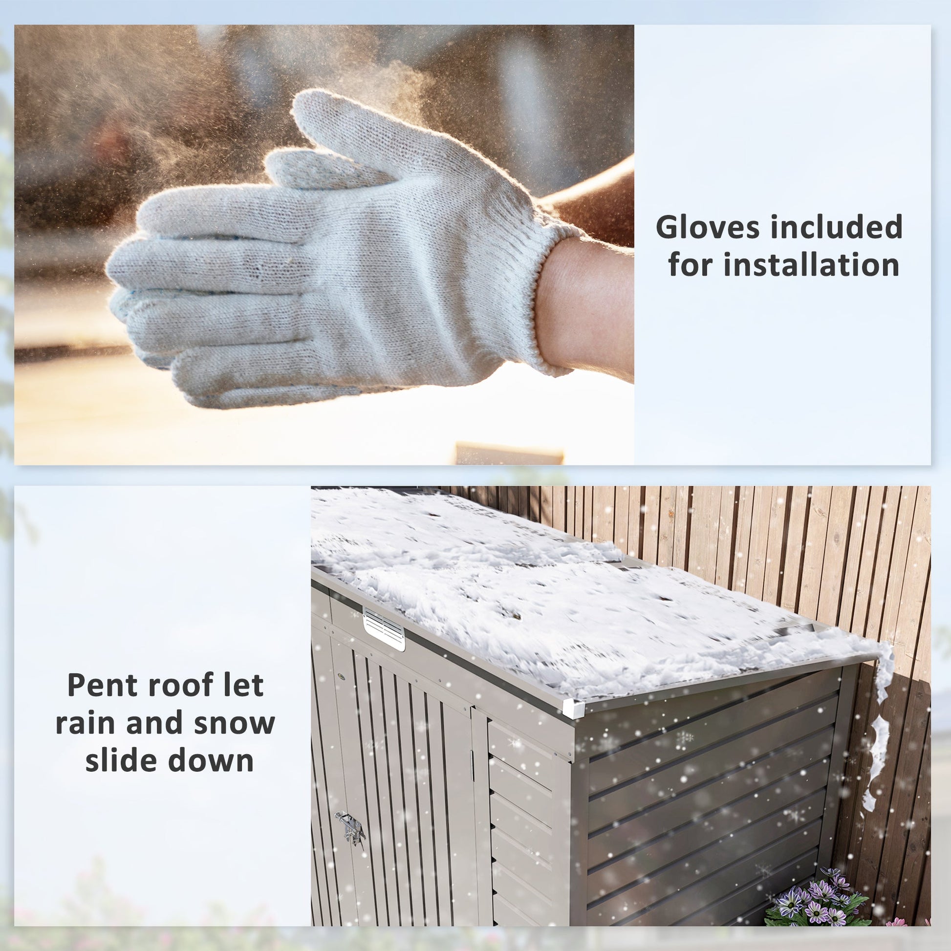 8 x 4FT Outdoor Storage Shed, Easy to Assemble Galvanized Metal Garden Shed, Waterproof Tool Shed with Lockable Door and 2 Vents for Backyard, Lawn, Patio, Light Grey