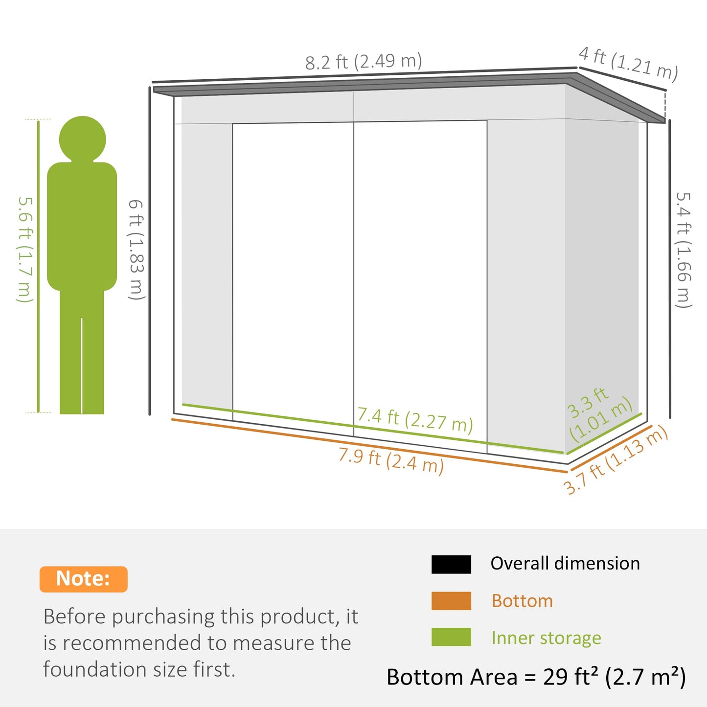 8 x 4FT Outdoor Storage Shed, Easy to Assemble Galvanized Metal Garden Shed, Waterproof Tool Shed with Lockable Door and 2 Vents for Backyard, Lawn, Patio, Light Grey