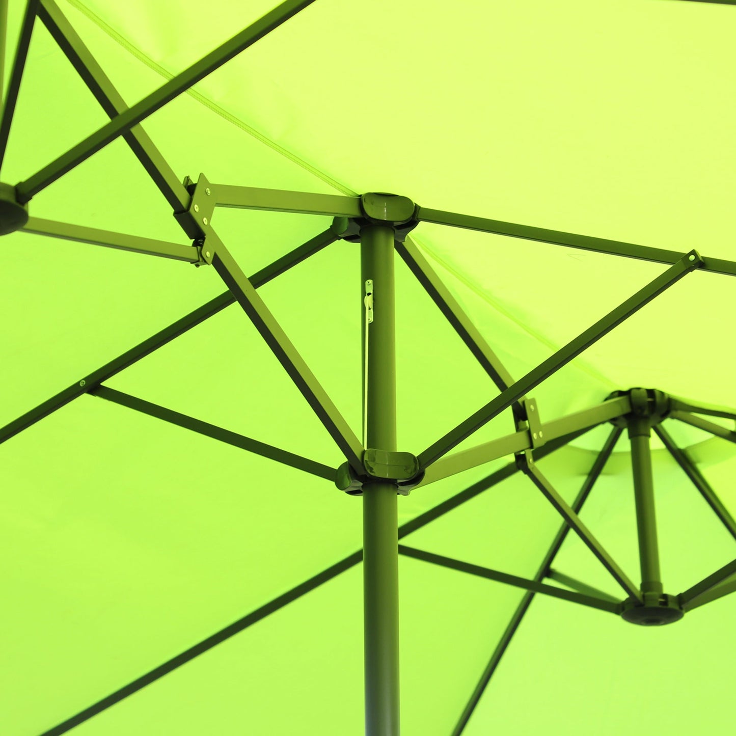 15ft Double-sided Patio Umbrella with Twin Canopy, Extra Large Outdoor Parasol with Crank for Pool, Deck, Market, Green