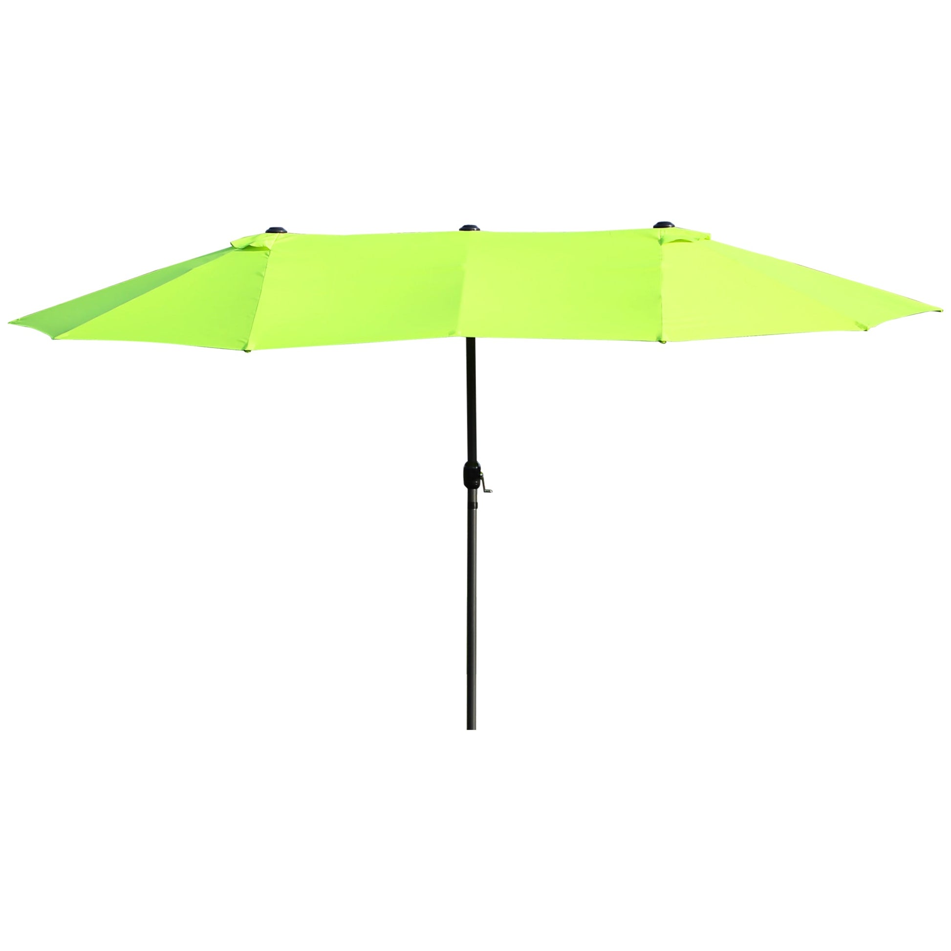 15ft Double-sided Patio Umbrella with Twin Canopy, Extra Large Outdoor Parasol with Crank for Pool, Deck, Market, Green