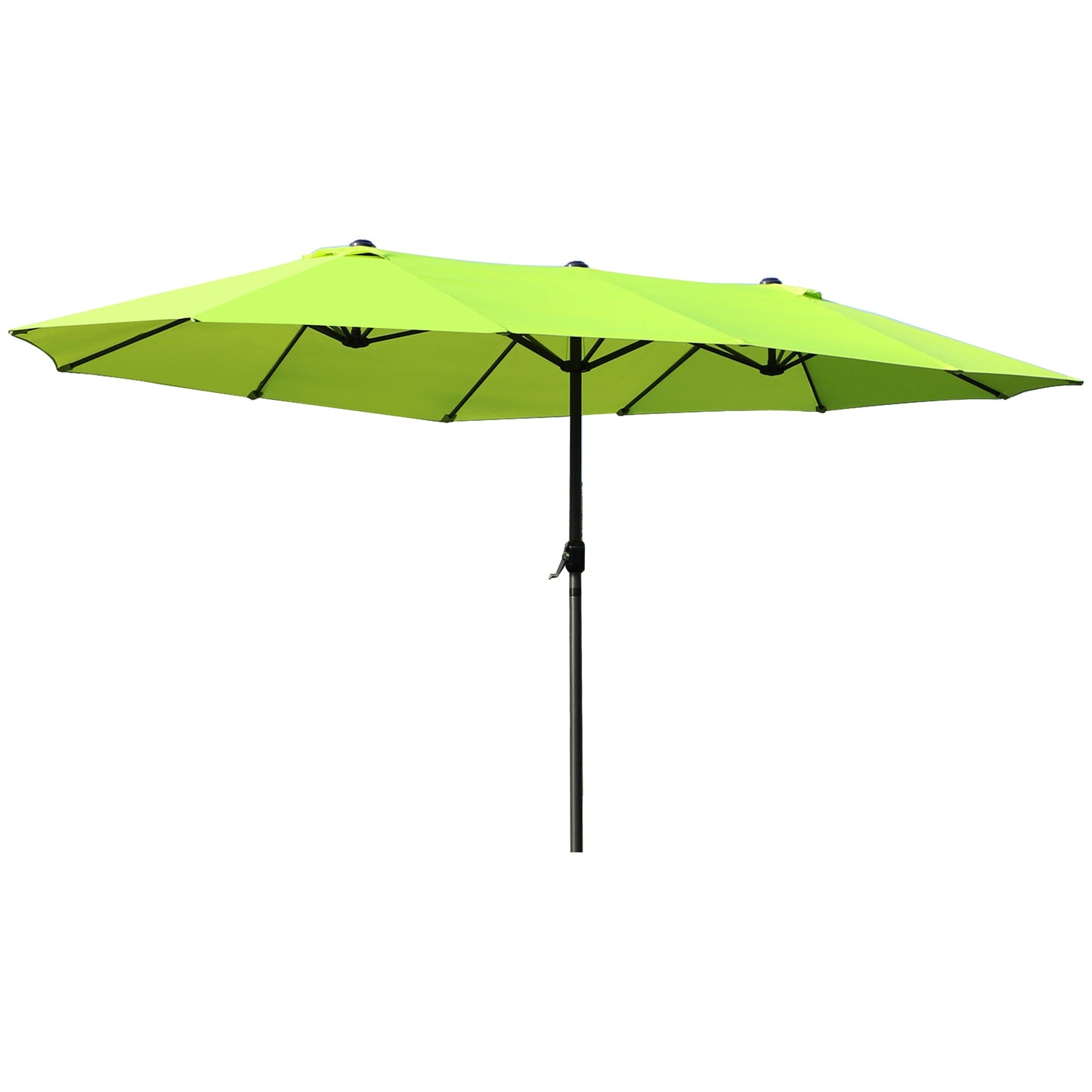 15ft Double-sided Patio Umbrella with Twin Canopy, Extra Large Outdoor Parasol with Crank for Pool, Deck, Market, Green