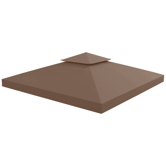 9.8' x 9.8' Square 2-Tier Gazebo Canopy Replacement Top Cover Outdoor Garden Sun Shade, Coffee