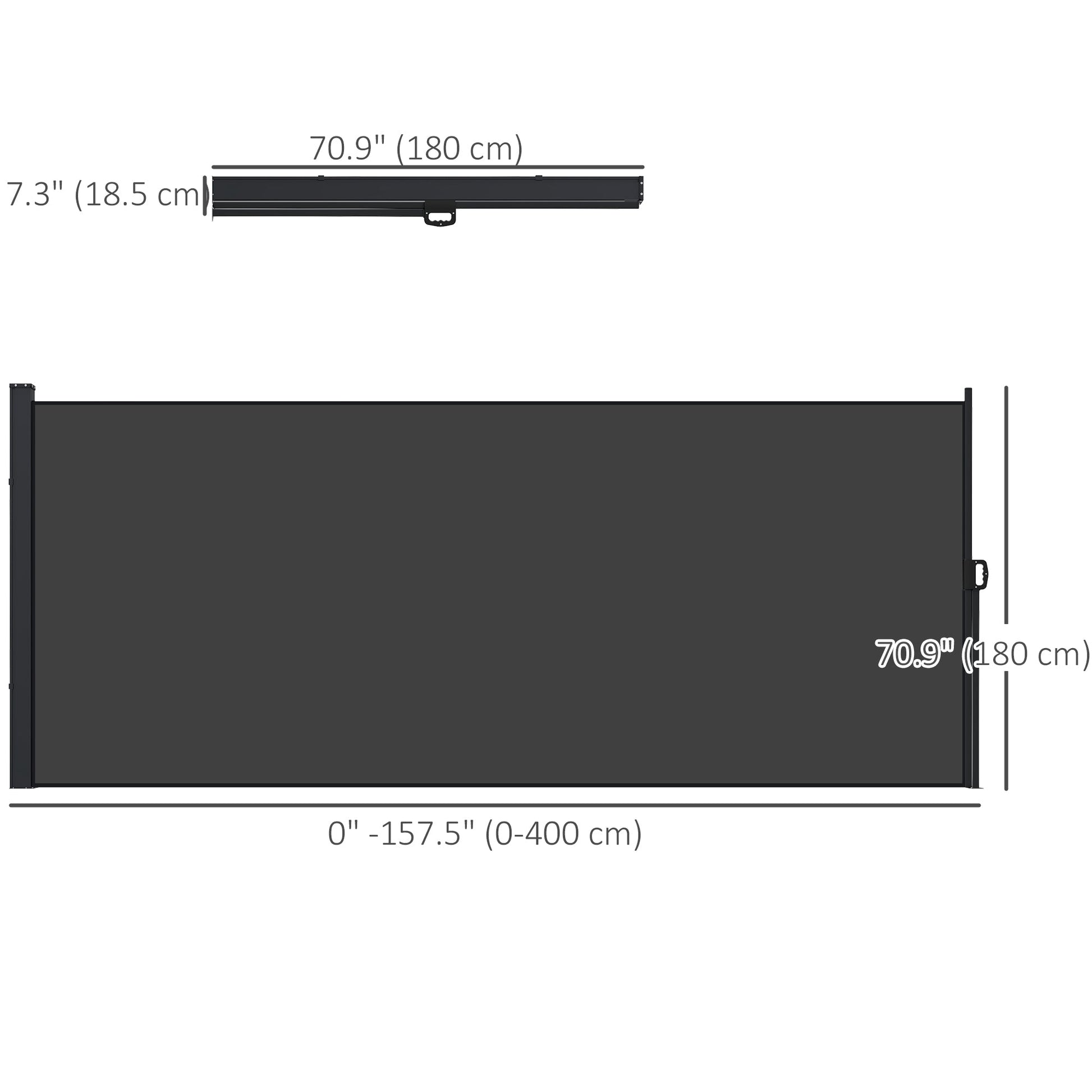 13' x 6' Retractable Side Awning, Garden Privacy Screen Divider, Full Cassette Windbreaker for Hot Tub, Balcony, Terrace, Pool, Black