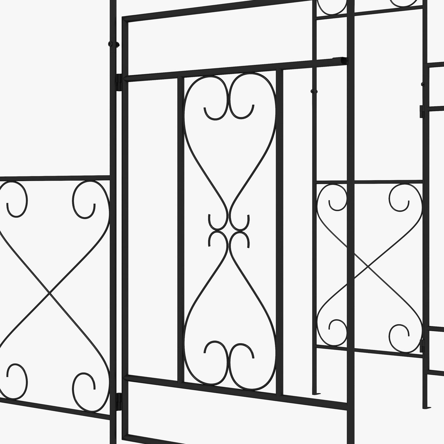 7.6FT Metal Garden Arch with Gate, Garden Arbor Trellis for Climbing Plants, Roses, Vines, Wedding Arch for Outdoor Garden, Lawn, Backyard, Black