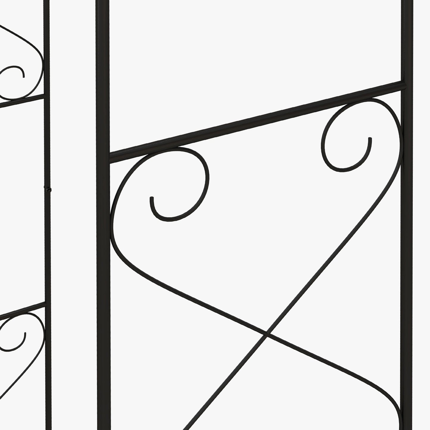7.6FT Metal Garden Arch with Gate, Garden Arbor Trellis for Climbing Plants, Roses, Vines, Wedding Arch for Outdoor Garden, Lawn, Backyard, Black
