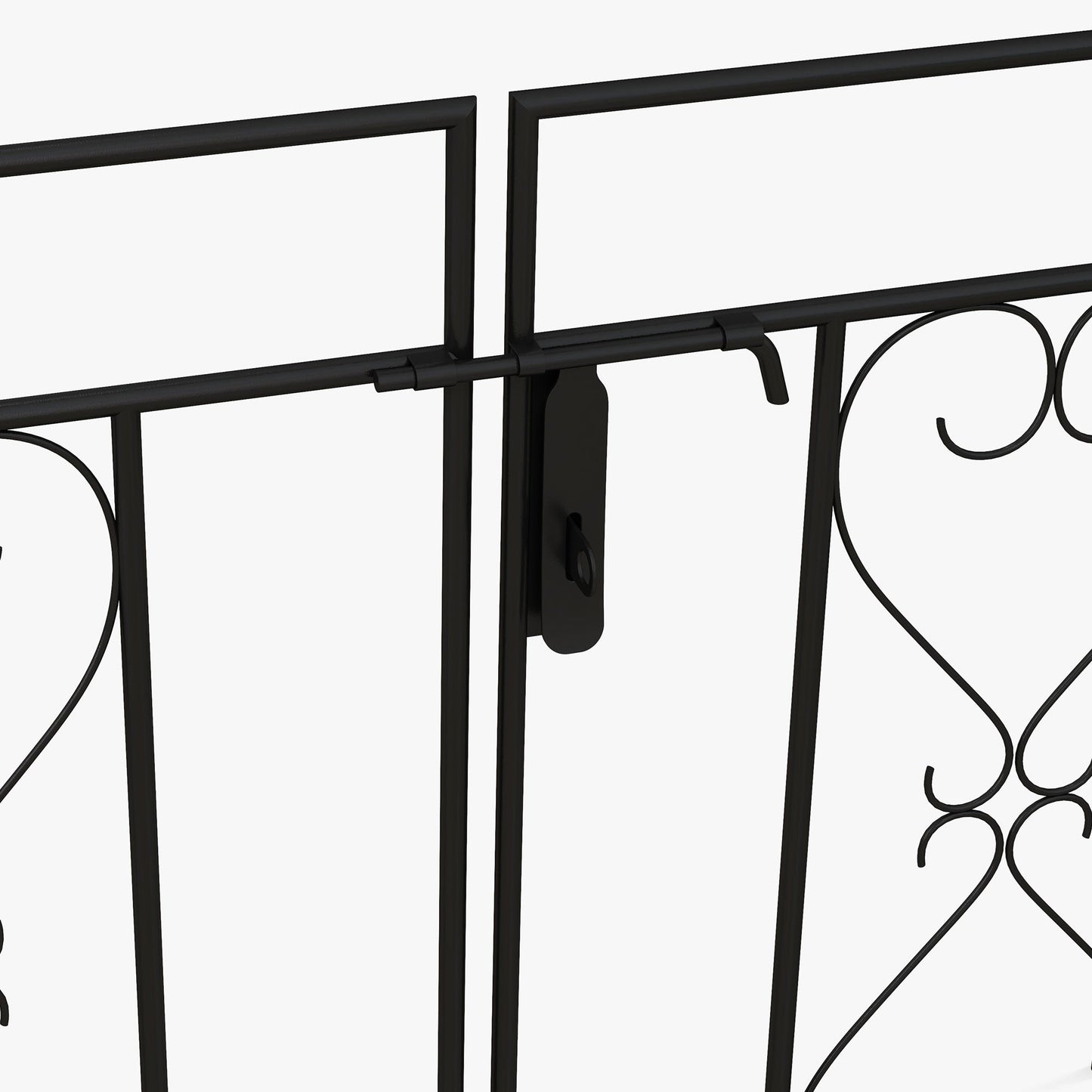 7.6FT Metal Garden Arch with Gate, Garden Arbor Trellis for Climbing Plants, Roses, Vines, Wedding Arch for Outdoor Garden, Lawn, Backyard, Black