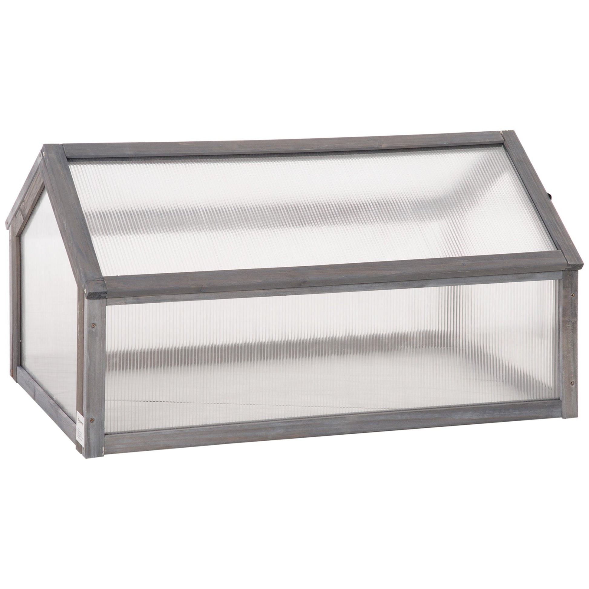 Wooden Cold Frame Greenhouse Garden Portable Raised Planter with Openable Top for Indoor, Outdoor, Flowers, Vegetables, Plants, 35.5" x 20.5" x 19.5", Grey