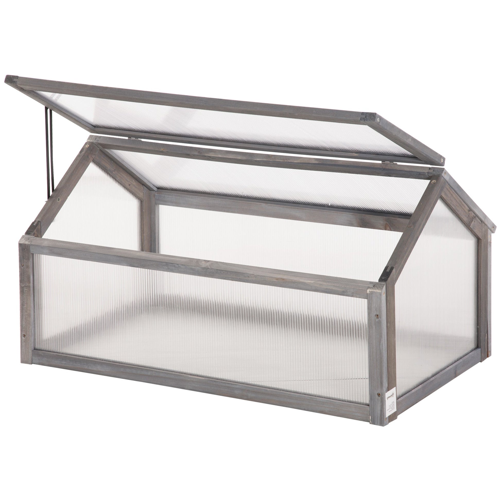 Wooden Cold Frame Greenhouse Garden Portable Raised Planter with Openable Top for Indoor, Outdoor, Flowers, Vegetables, Plants, 35.5" x 20.5" x 19.5", Grey