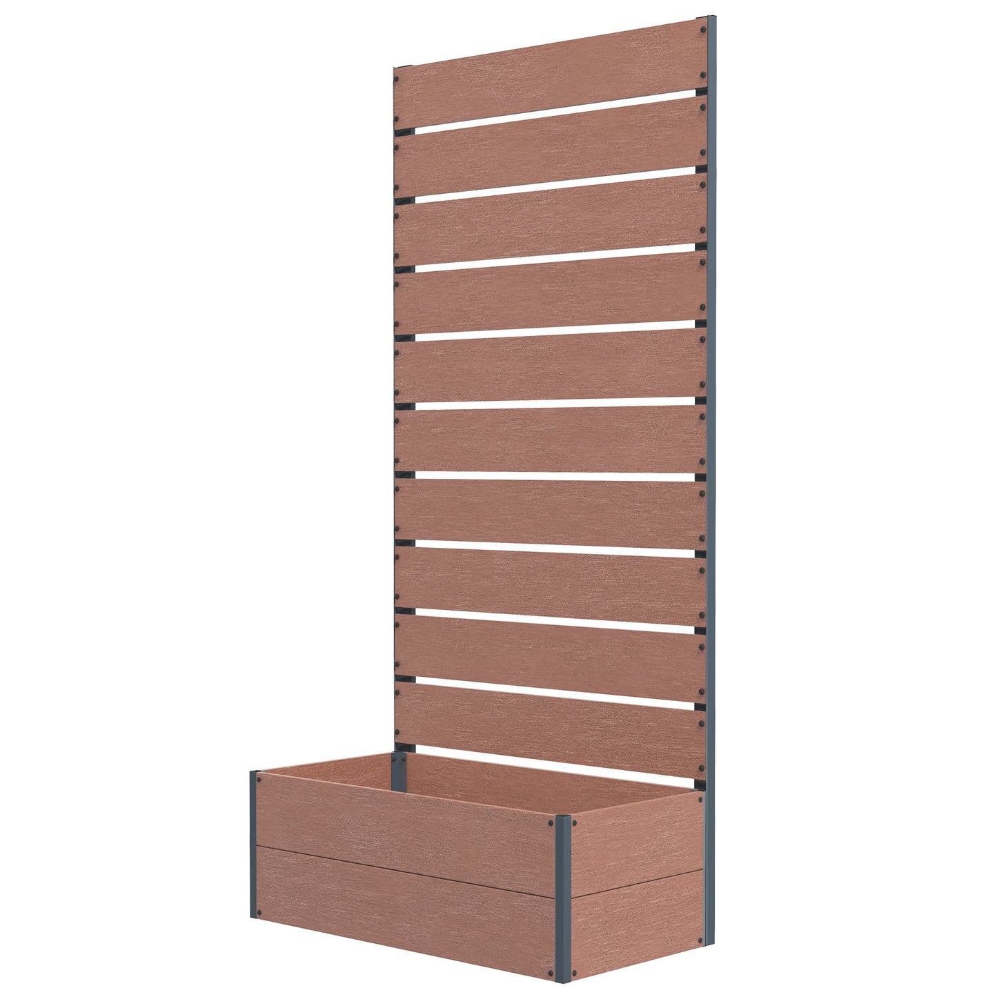 Raised Garden Bed with Trellis for Climbing Plants, 28" x 15" x 59" Planter Box with Self Draining Gap, Freestanding Trellis Planter for Outdoor, Patio, Light Brown