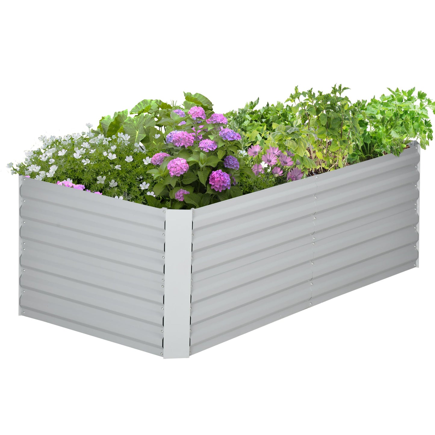 Raised Garden Bed, 6' x 3' x 2' Galvanized Steel Planters for Outdoor Plants with Multi-reinforced Rods for Vegetables, Flowers and Herbs, Light Grey