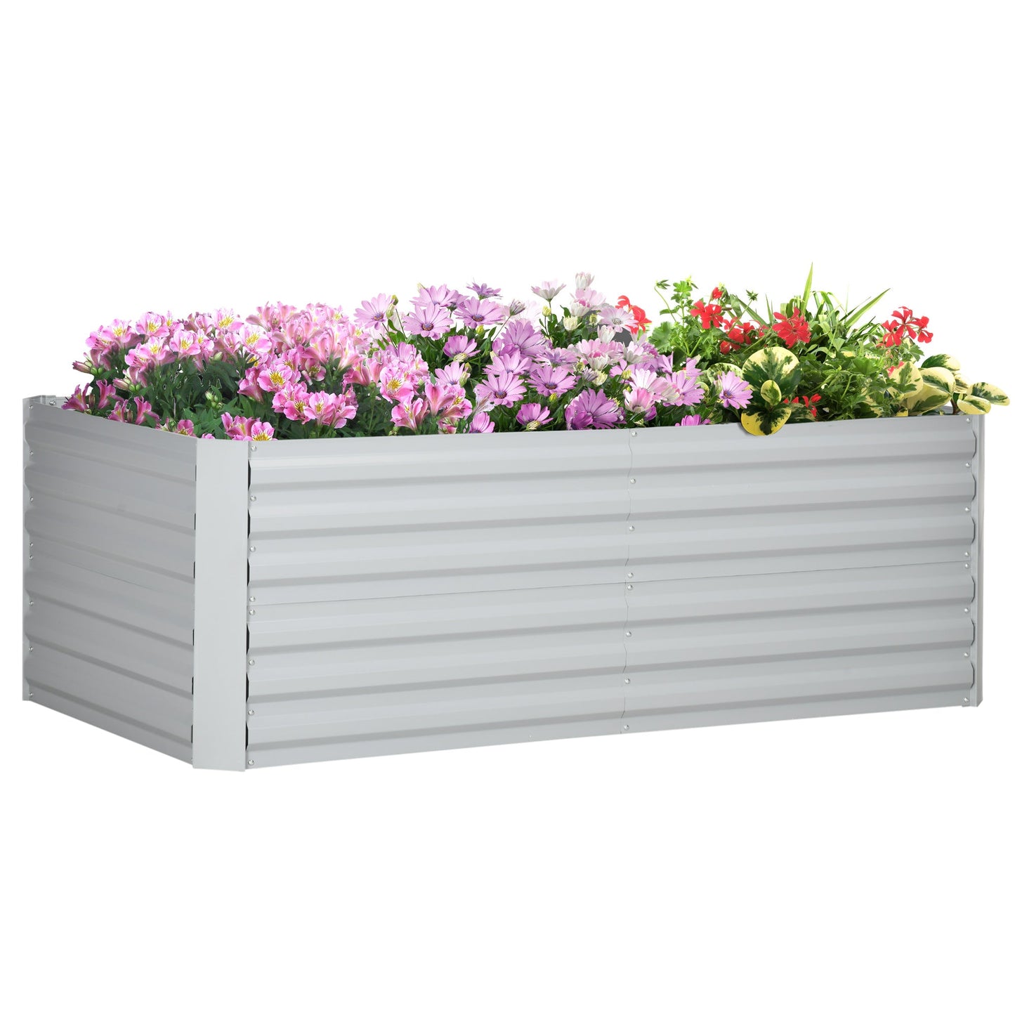 Raised Garden Bed, 6' x 3' x 2' Galvanized Steel Planters for Outdoor Plants with Multi-reinforced Rods for Vegetables, Flowers and Herbs, Light Grey