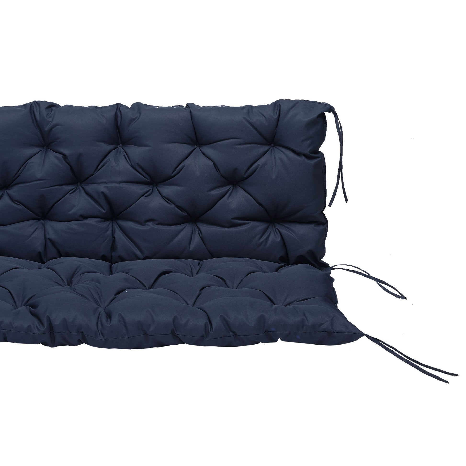 2 Seater Garden Bench Cushions, Thick Outdoor Non-Slip 2 Seater Soft Pad With Backrest for Garden Patio, 52" x 43" x 4", Navy Blue