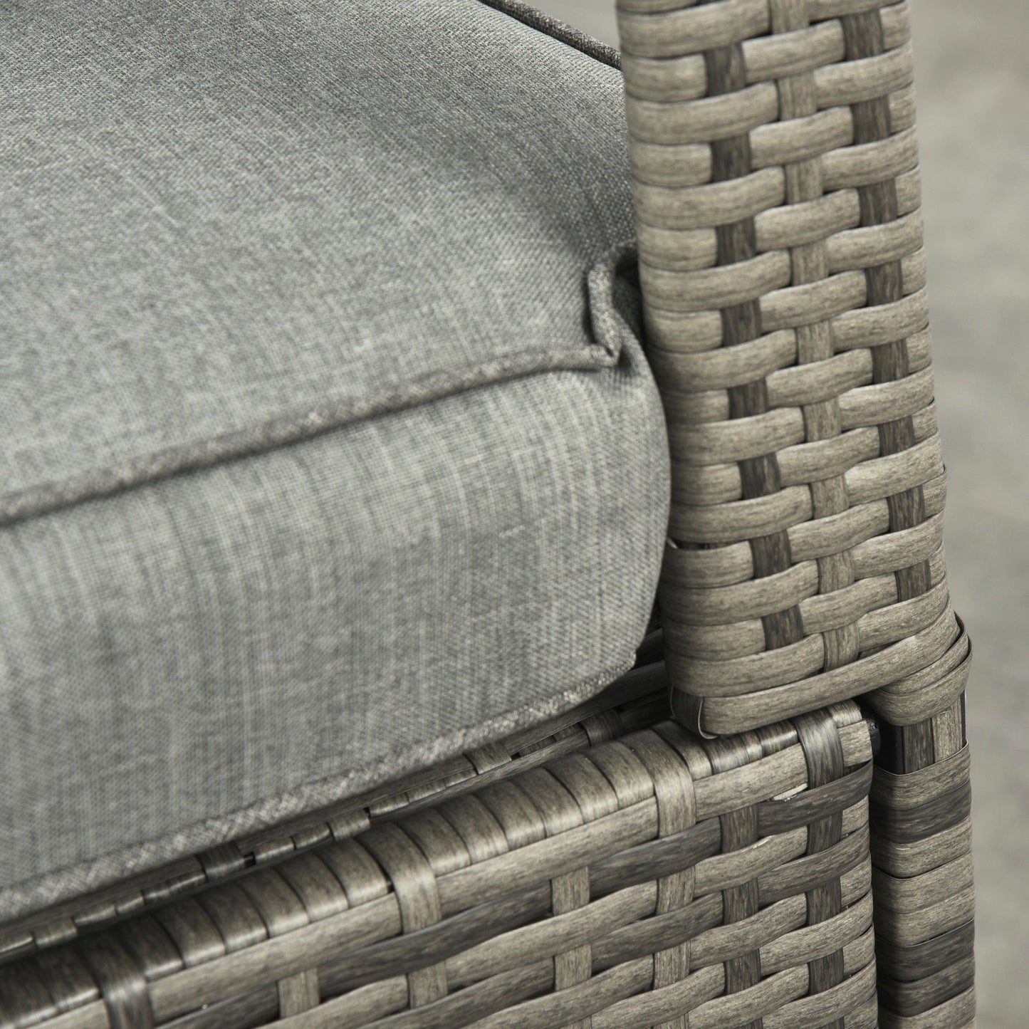 Outdoor Wicker Rocking Chair with Cushion, Patio PE Rattan Recliner Chair with Adjustable Footrest, Armrests, Mixed Grey