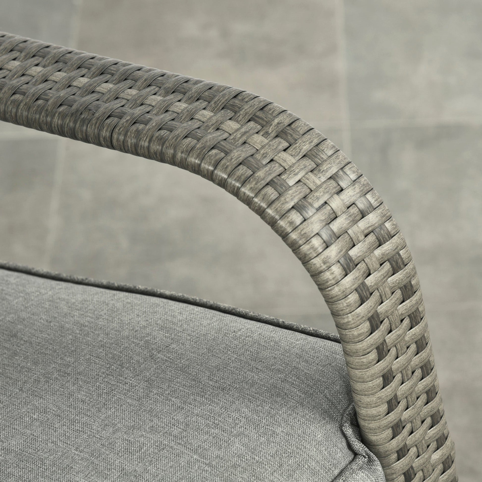 Outdoor Wicker Rocking Chair with Cushion, Patio PE Rattan Recliner Chair with Adjustable Footrest, Armrests, Mixed Grey