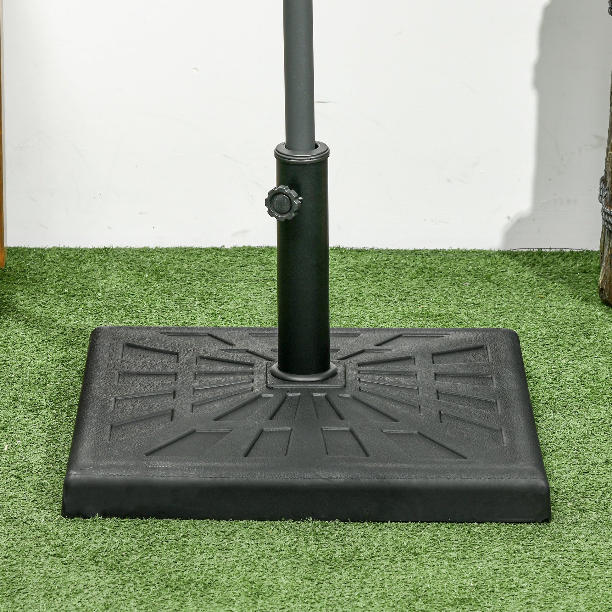 20" Resin Patio Umbrella Base, 42 lb Heavy Duty Outdoor Umbrella Stand, Square Market Umbrella Holder for Garden, Backyard, Black