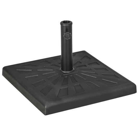 20" Resin Patio Umbrella Base, 42 lb Heavy Duty Outdoor Umbrella Stand, Square Market Umbrella Holder for Garden, Backyard, Black